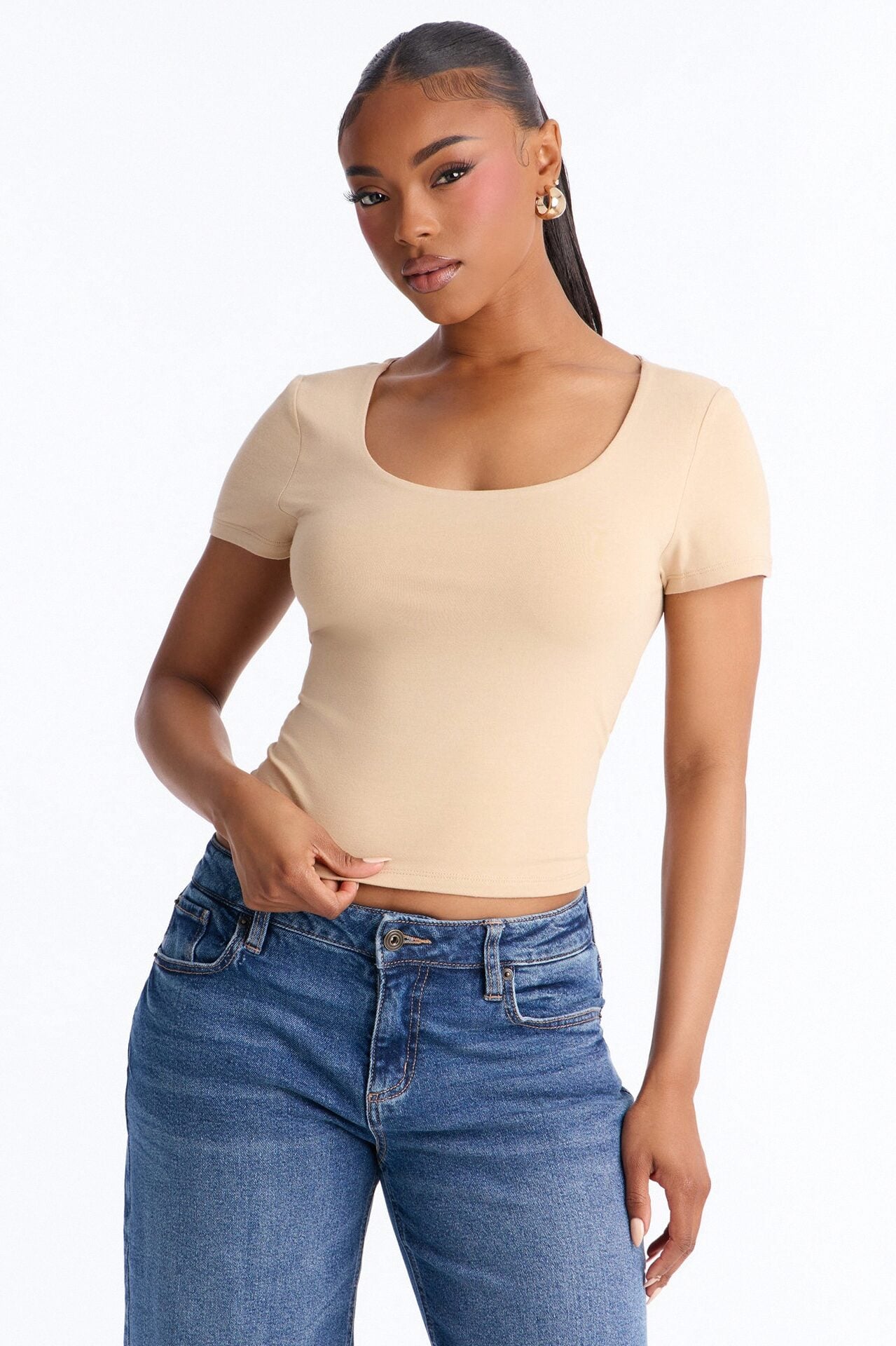 Marissa Double Lined Basic Top - Taupe image 1