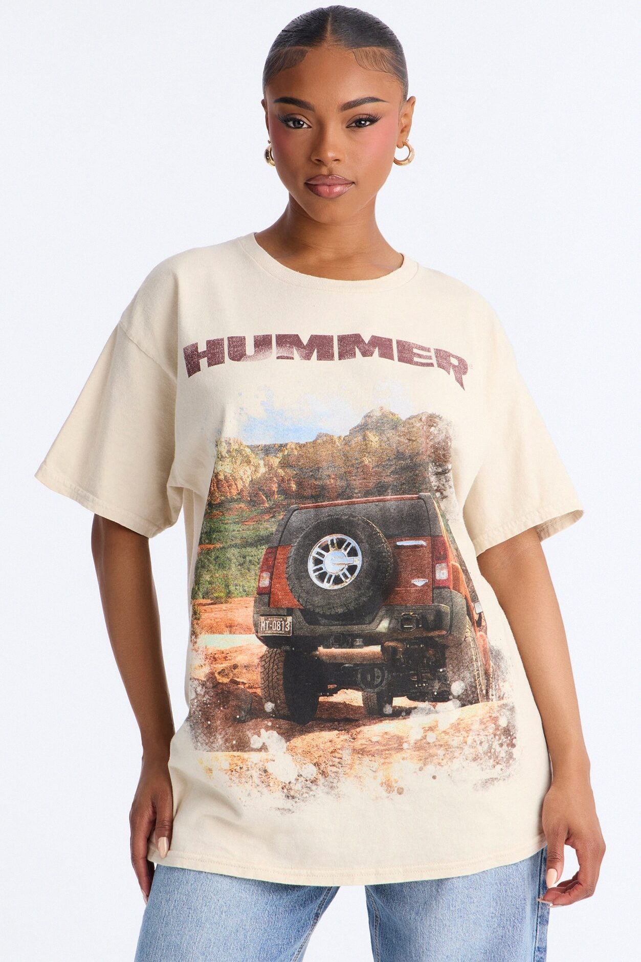 Hummer Washed Front And Back Tee - Natural image 1