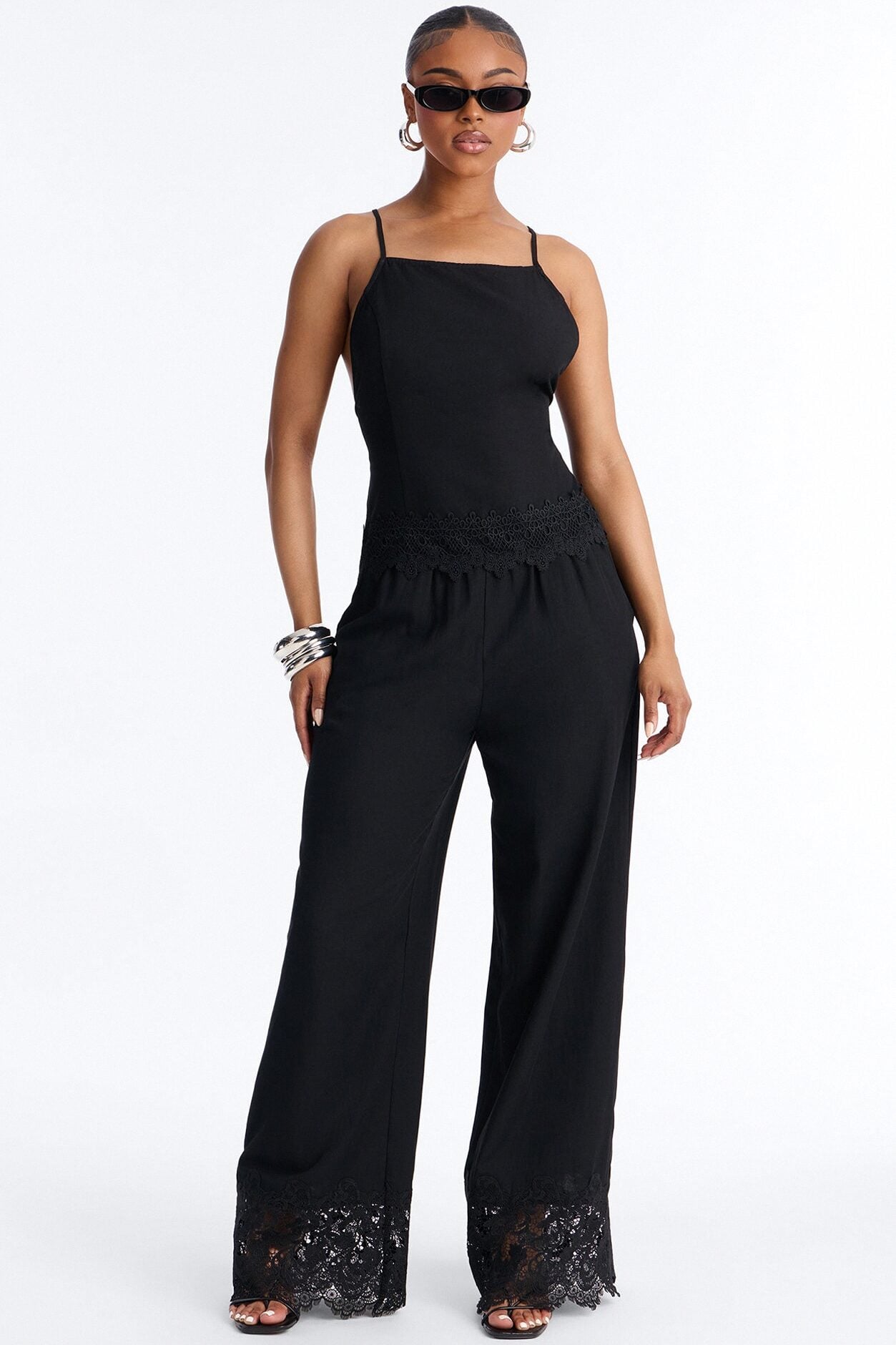 Tianna Backless Linen Pant Set - Black image 1