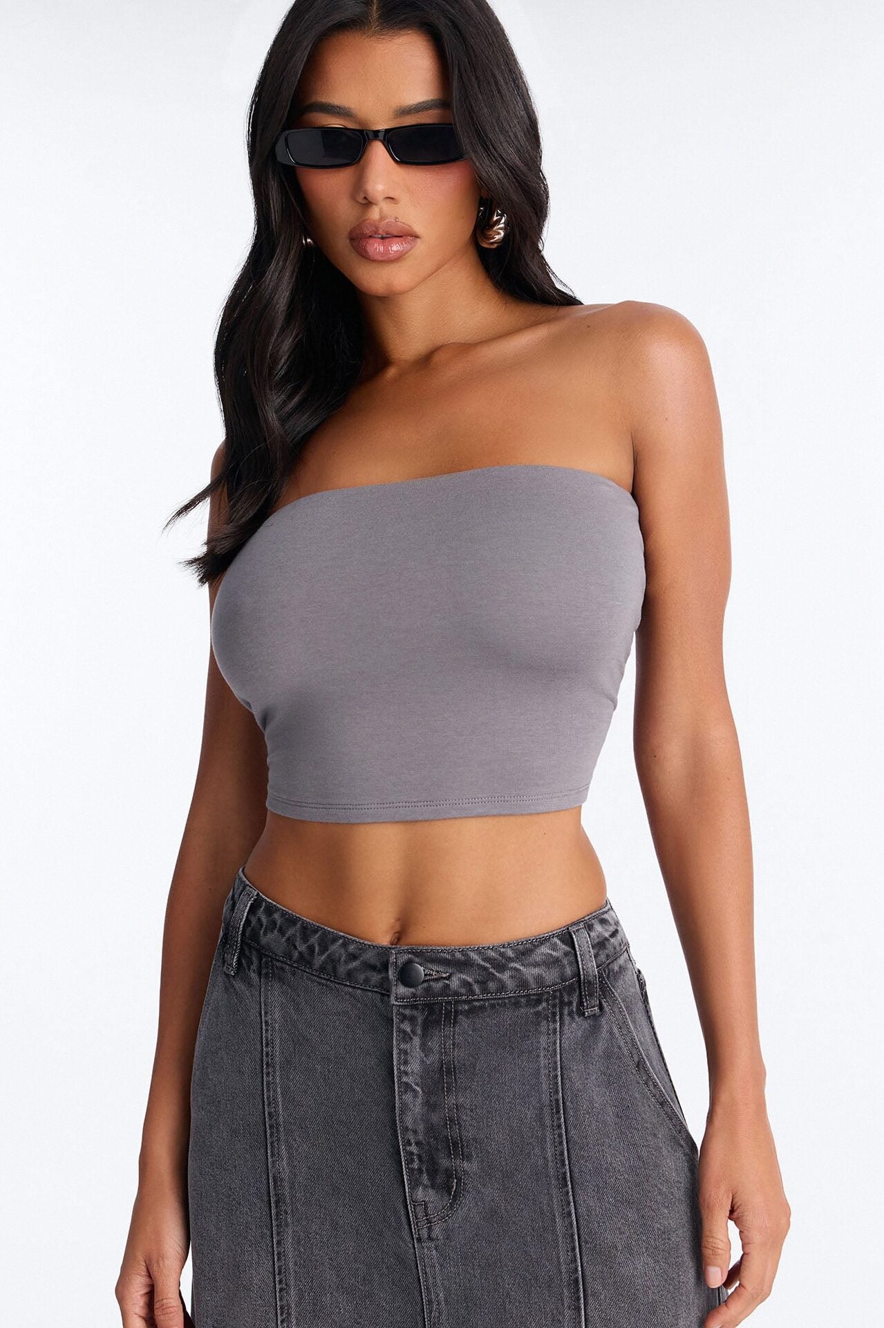 Lyla Double Lined Tube Top - Grey image 1