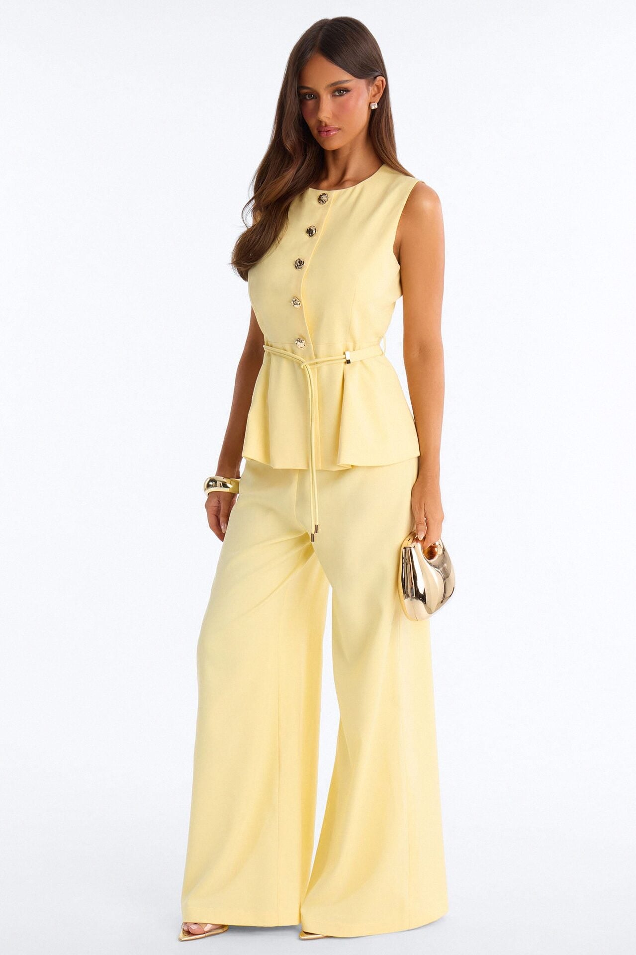 Boss Vibes Belted Pant Set - Yellow image 1