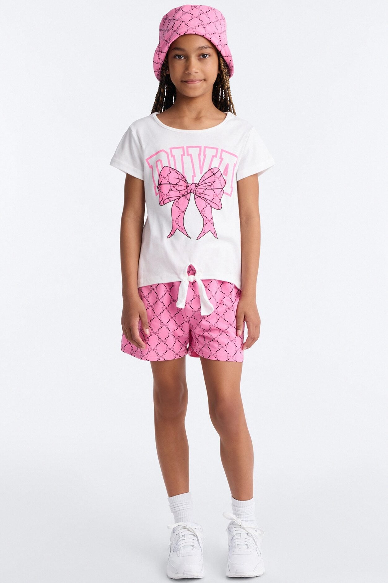 Mini Diva Things Only Short Set - White/Pink image 1