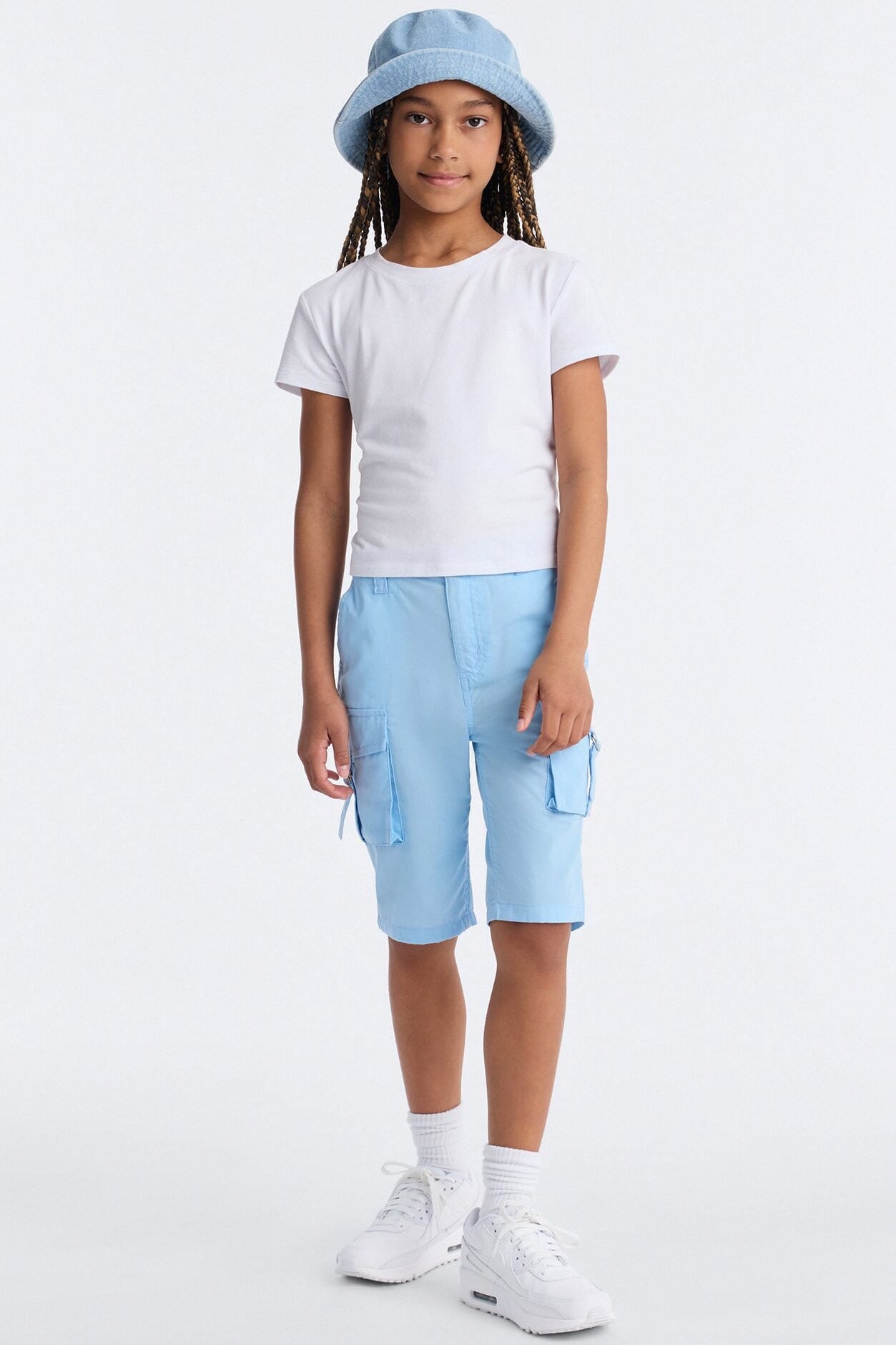 Mini Victoria Cargo Bermuda Shorts - Light Blue image 1
