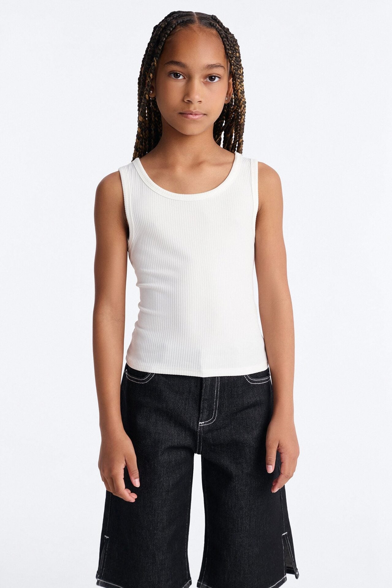 Mini Sasha Scoop Neck Tank Top - White image 1