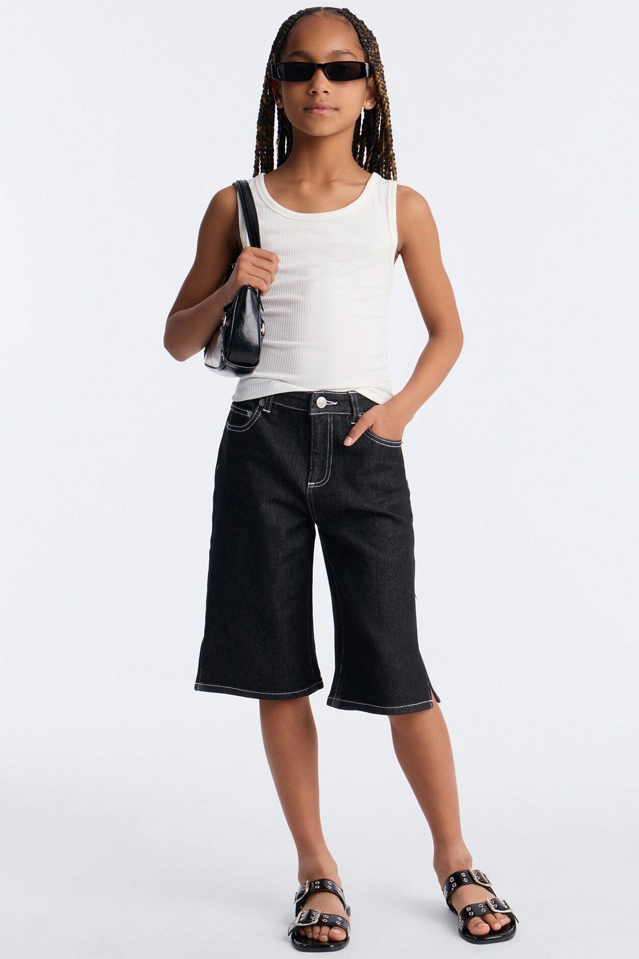 Mini In Stitches Denim Jorts - Black Wash image 1