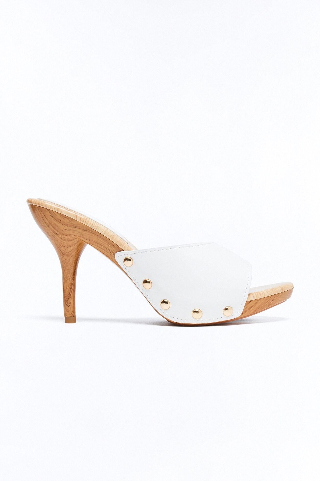 Rigby Studded Wood Heels - White image 1