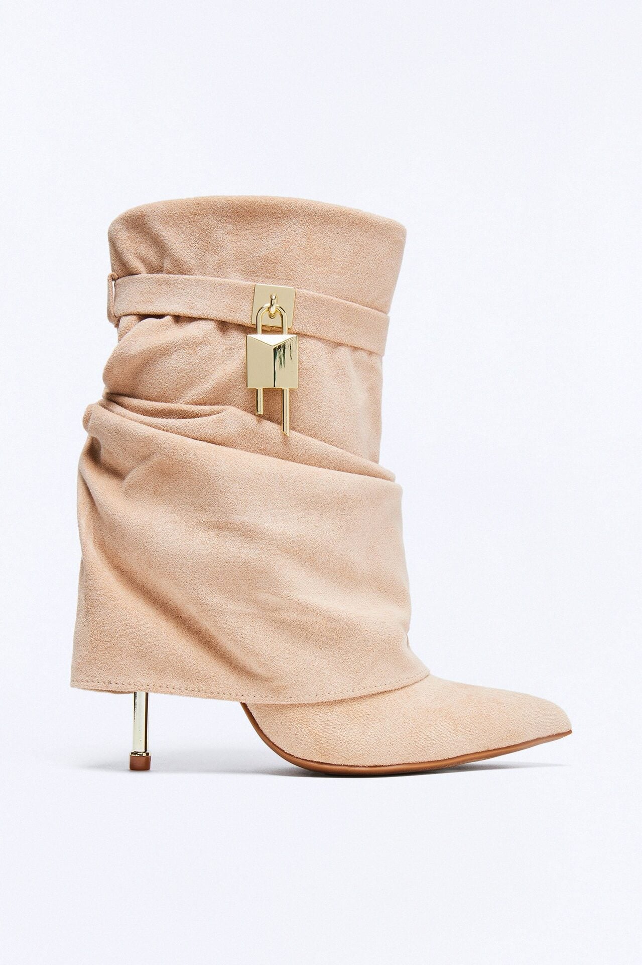 Alfie Ruched Overlay Boots - Nude image 1