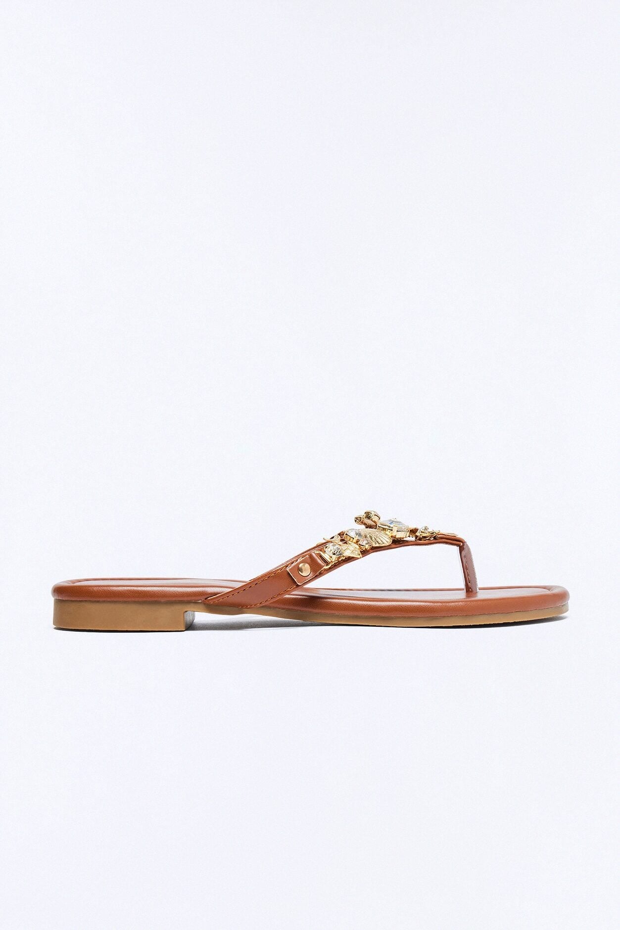 Conch Shell Hardware Flip Flops - Brown image 1