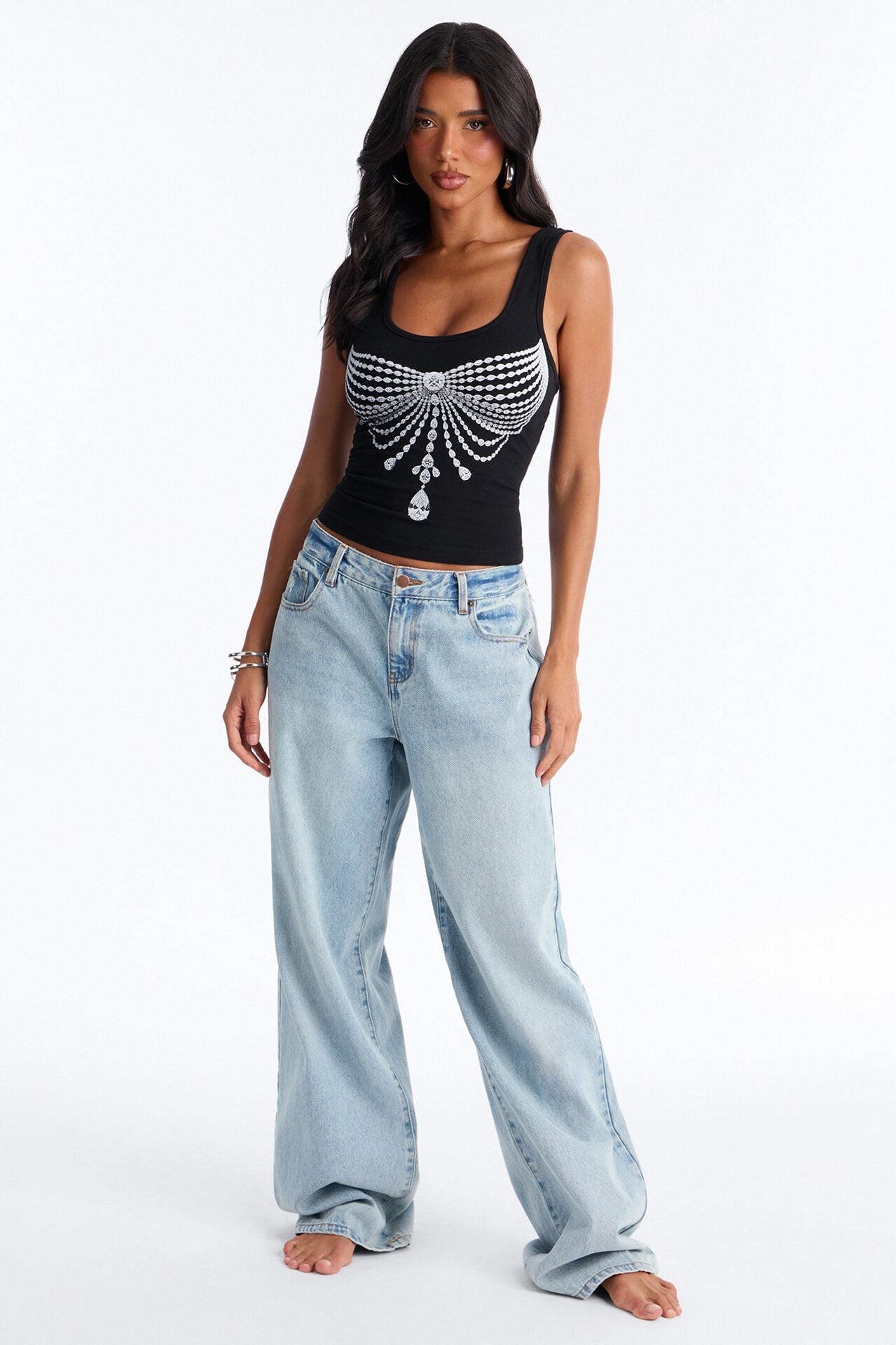 Showgirl Bra Tank Top - Black image 1