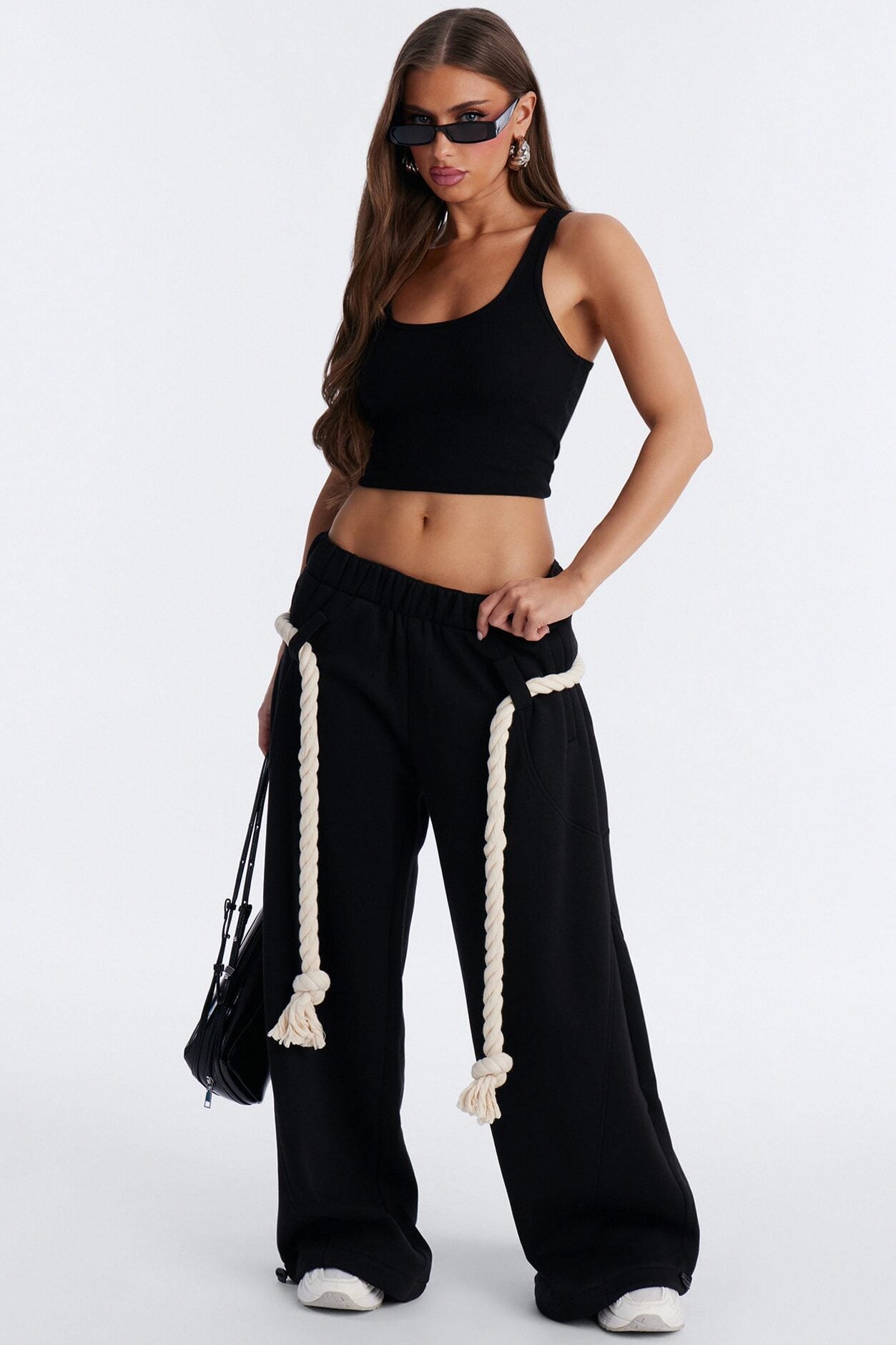 Rope Me In Baggy Barrel Sweatpants - Black image 1