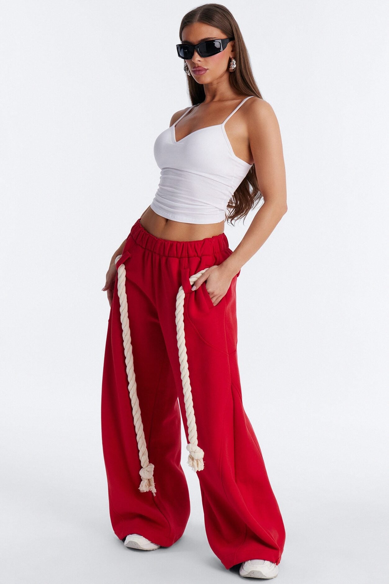 Rope Me In Baggy Barrel Sweatpants - Red image 1