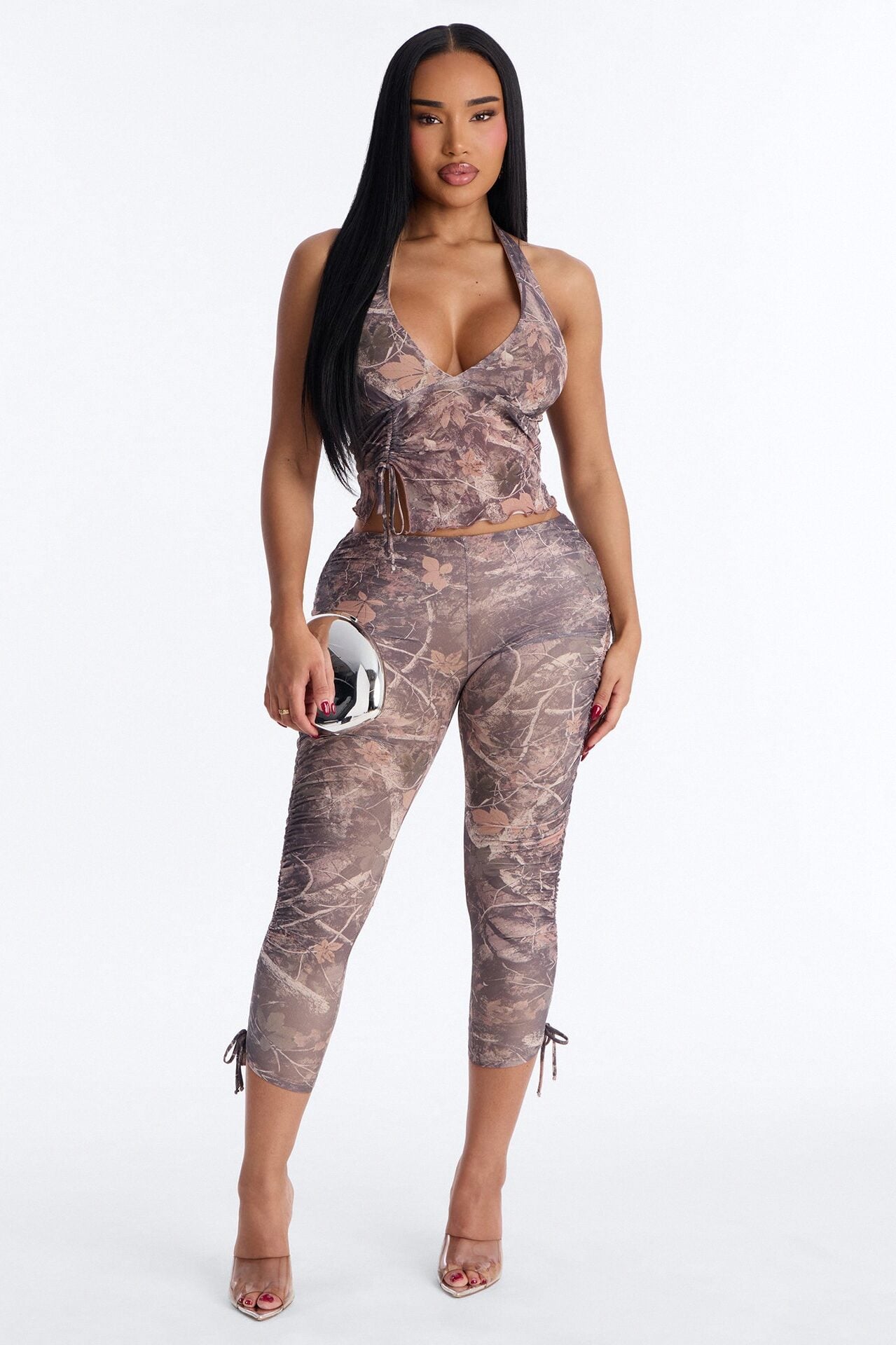 Wild One Halter Capri Set - Brown/combo image 1