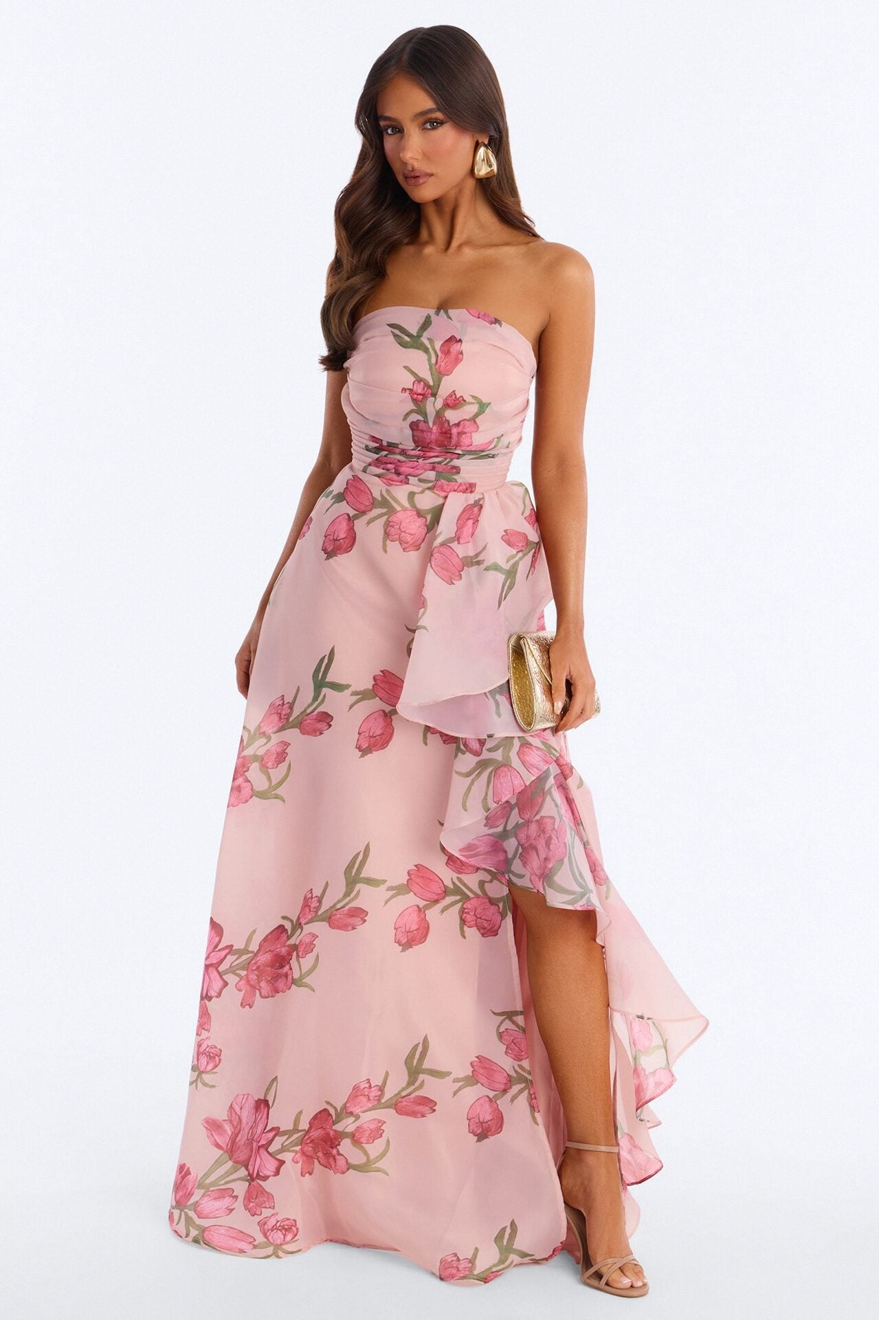 Kinsley Ruffle Floral Gown - Pink image 1