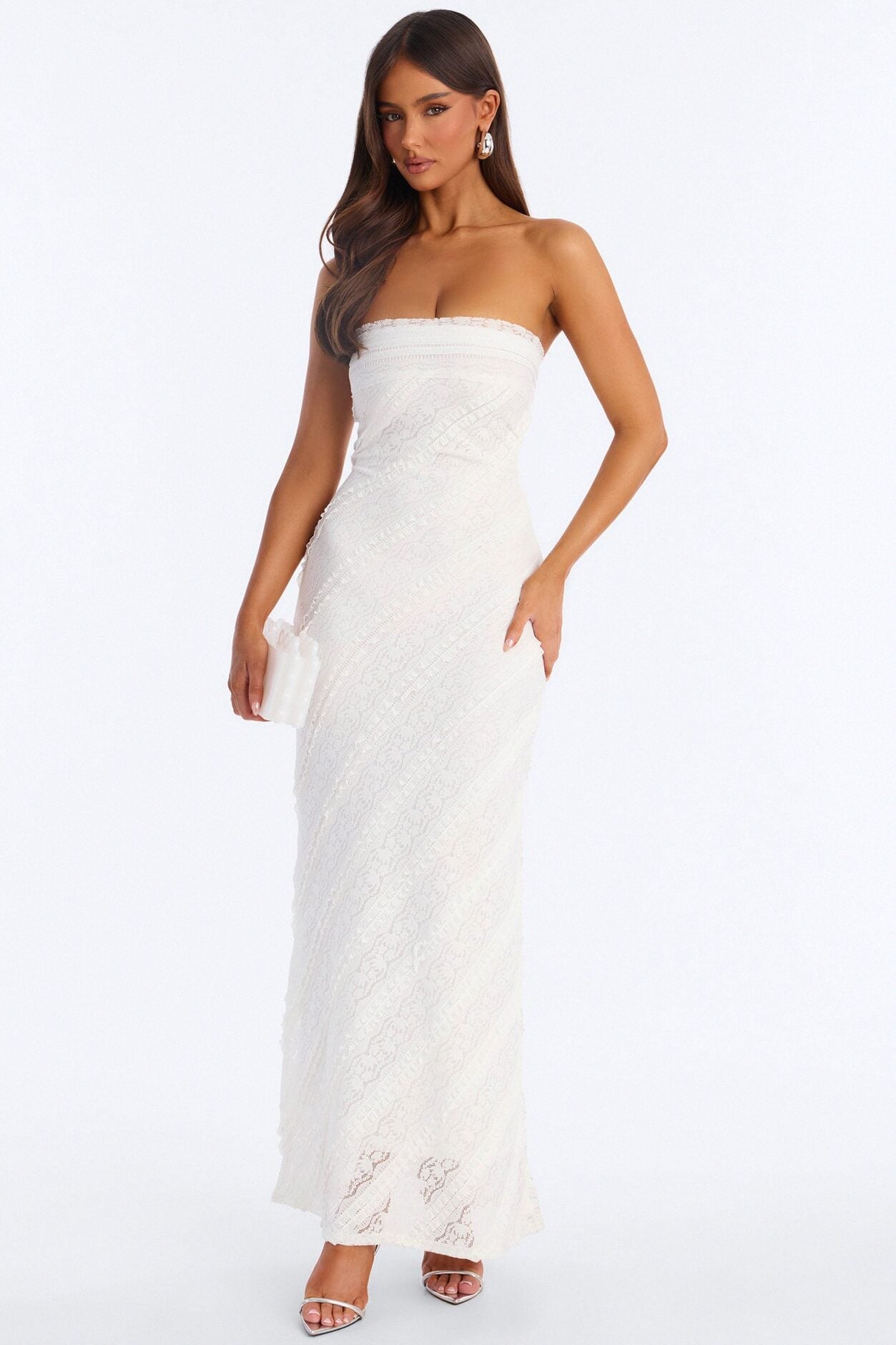 Laine Strapless Lace Maxi Dress - White image 1