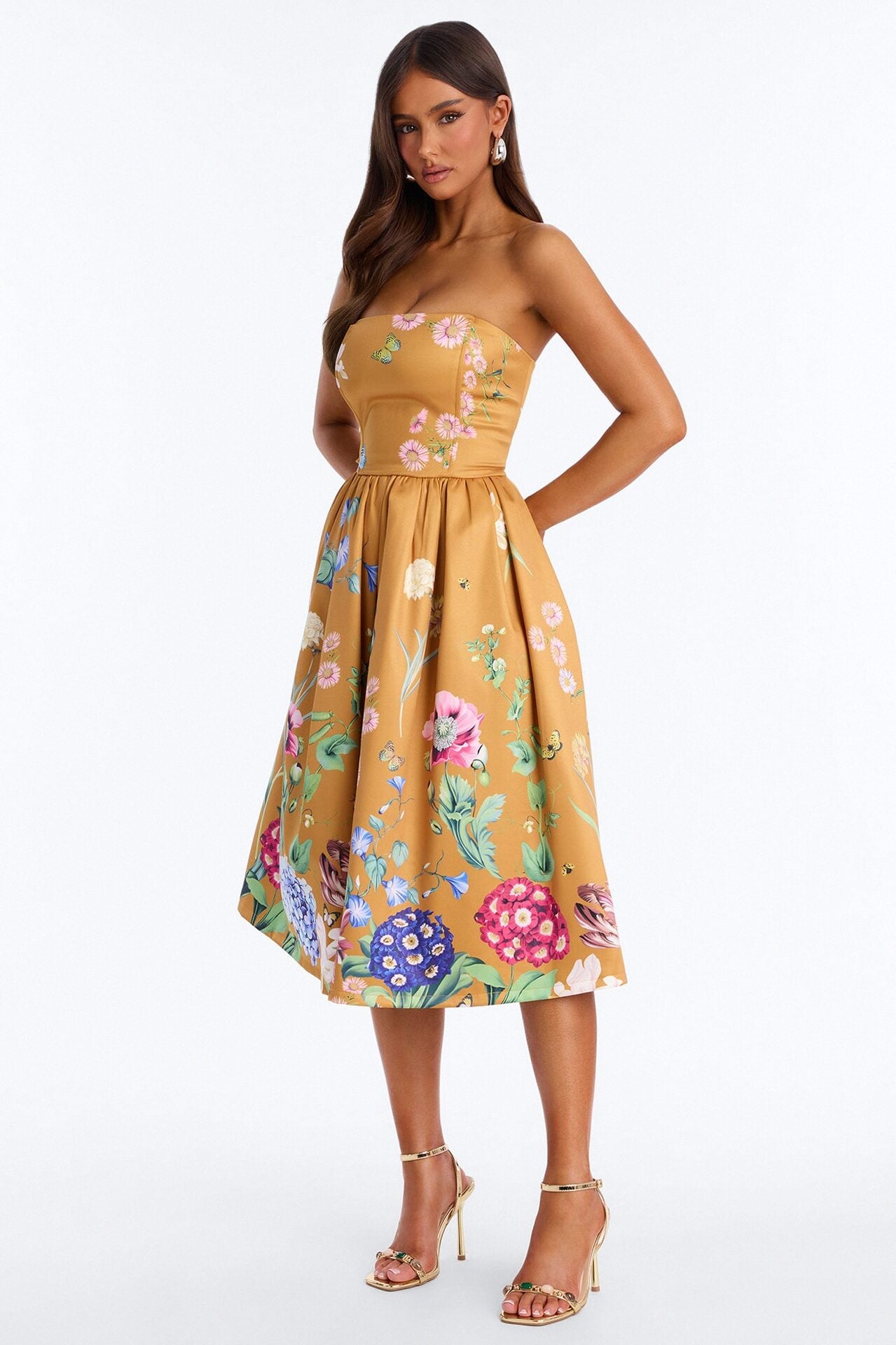 See Me Blossom Floral Midi Dress - Gold/combo image 1