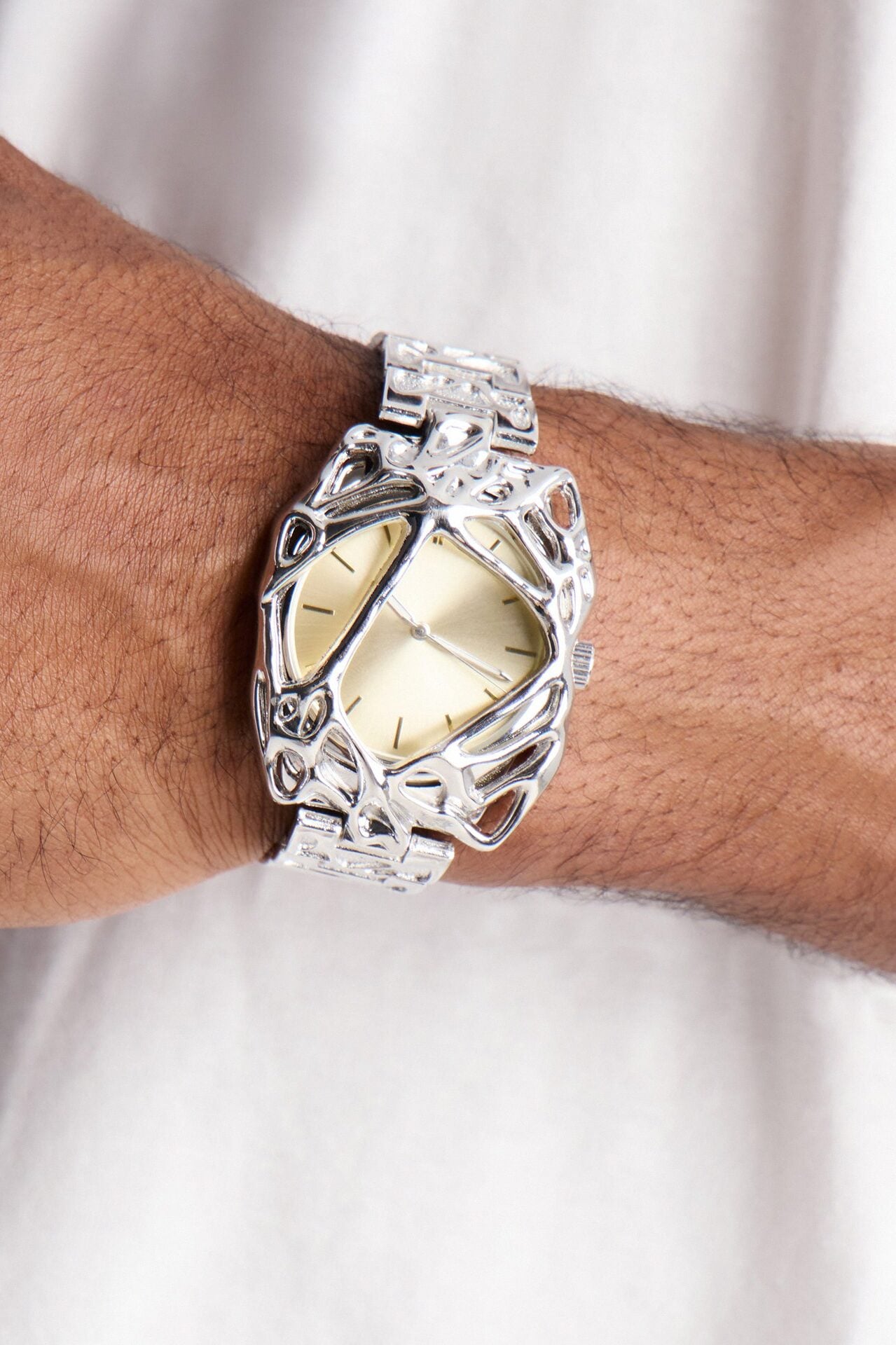 Through The Lens Warped Cased Analog Watch - Silver/Combo image 1