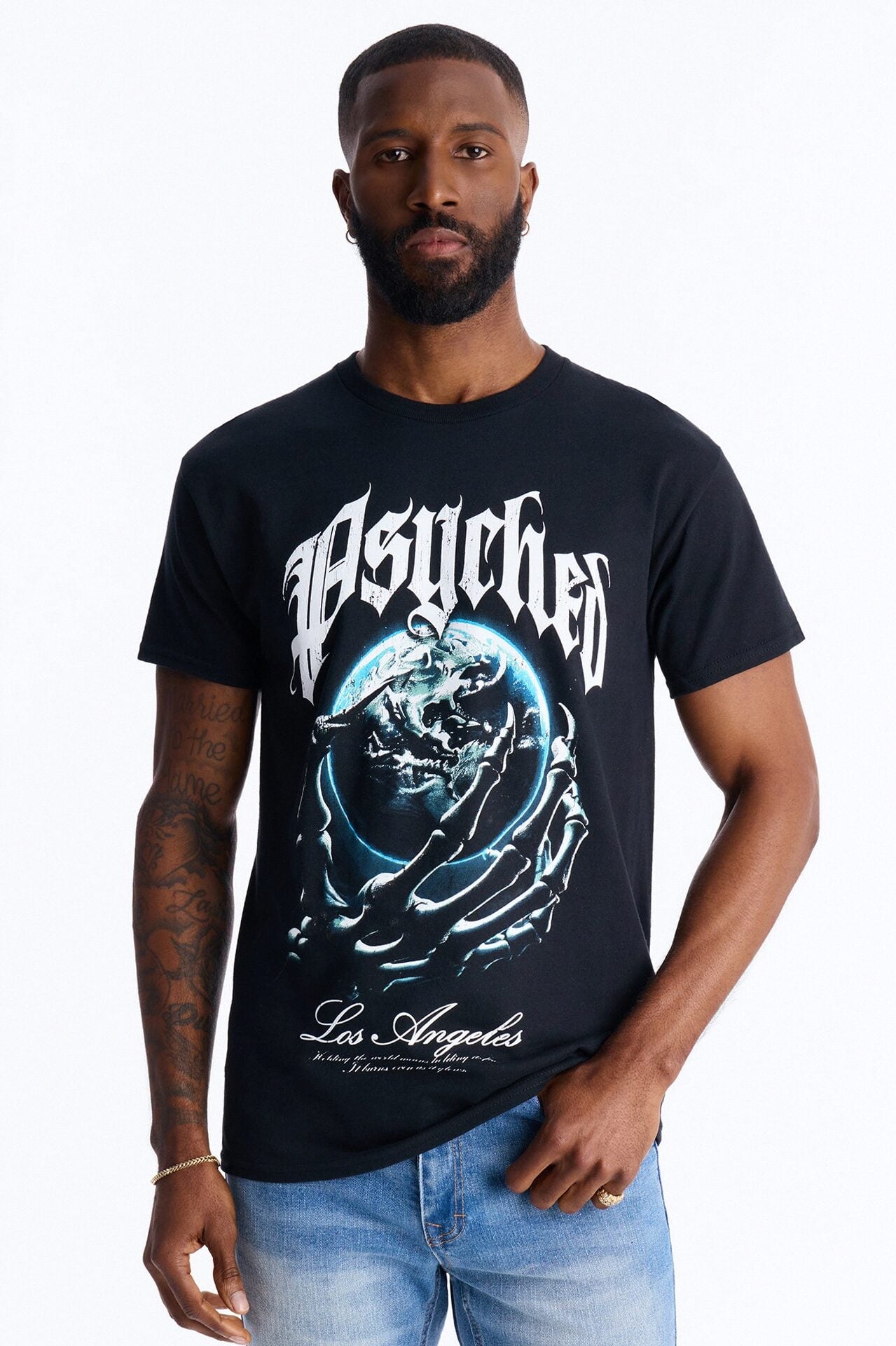 Psyched Worldwide Short Sleeve Tee - Black image 1