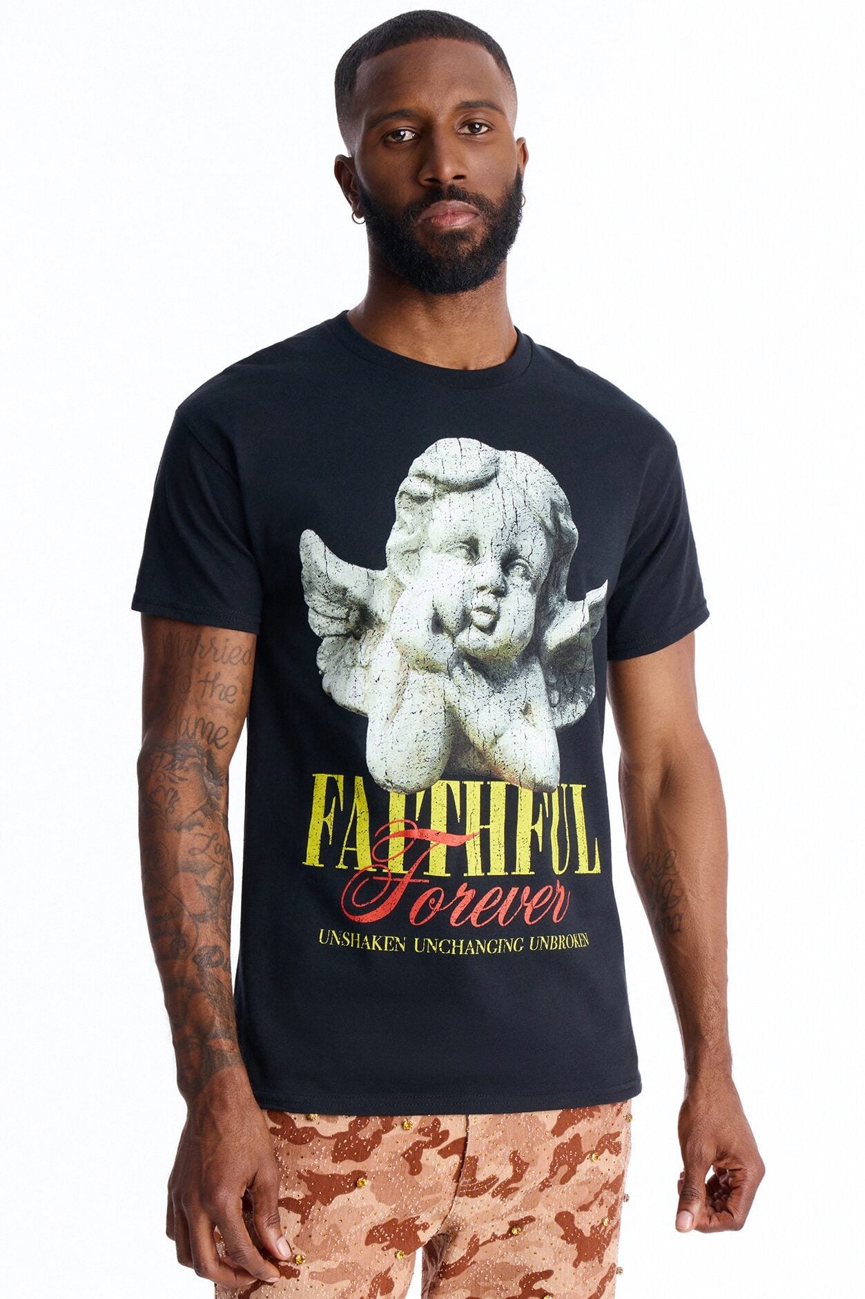 Faithful Forever Angel Short Sleeve Tee - Black image 1