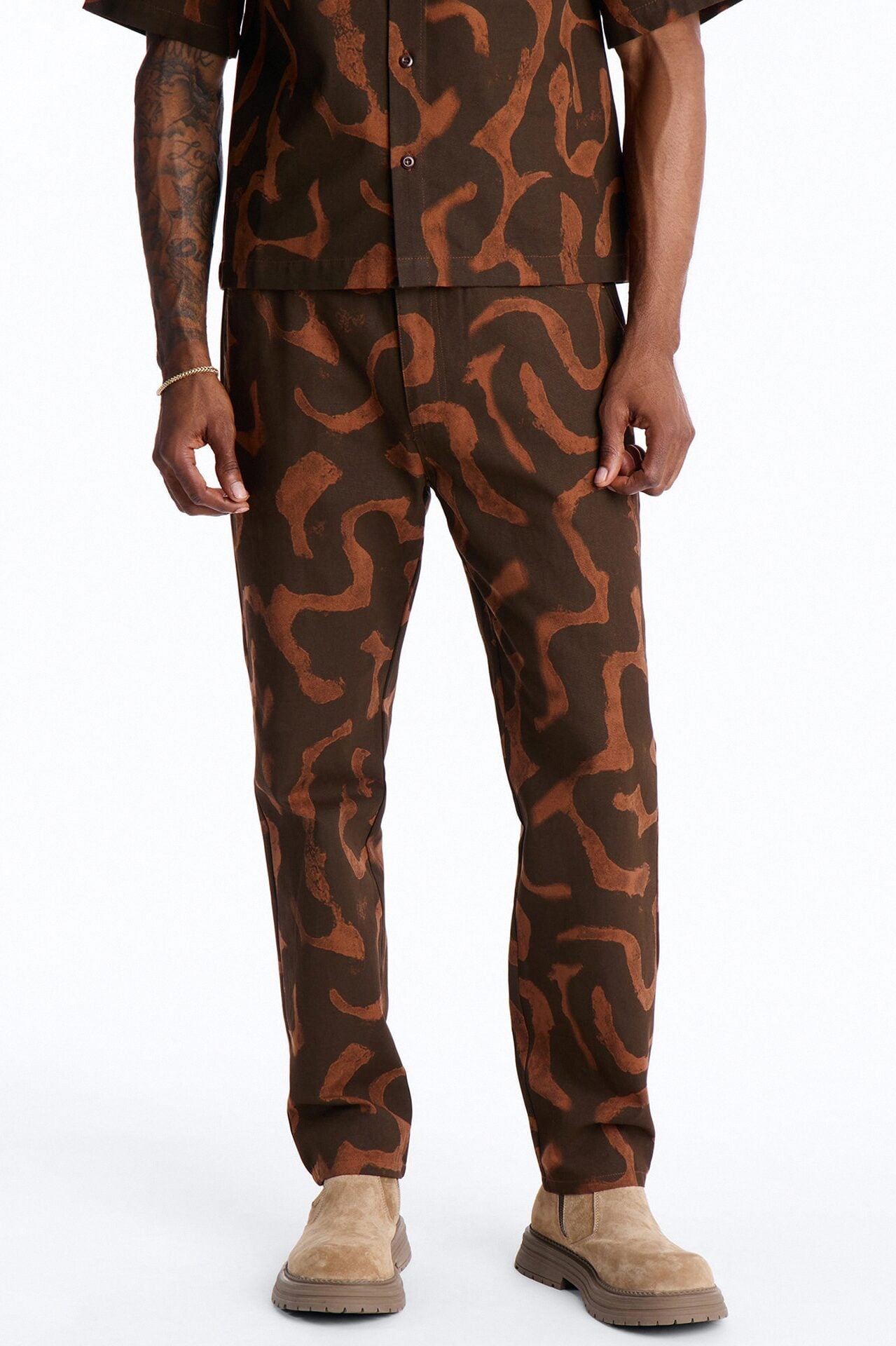 Slim Drizzled Pant - Rust image 1