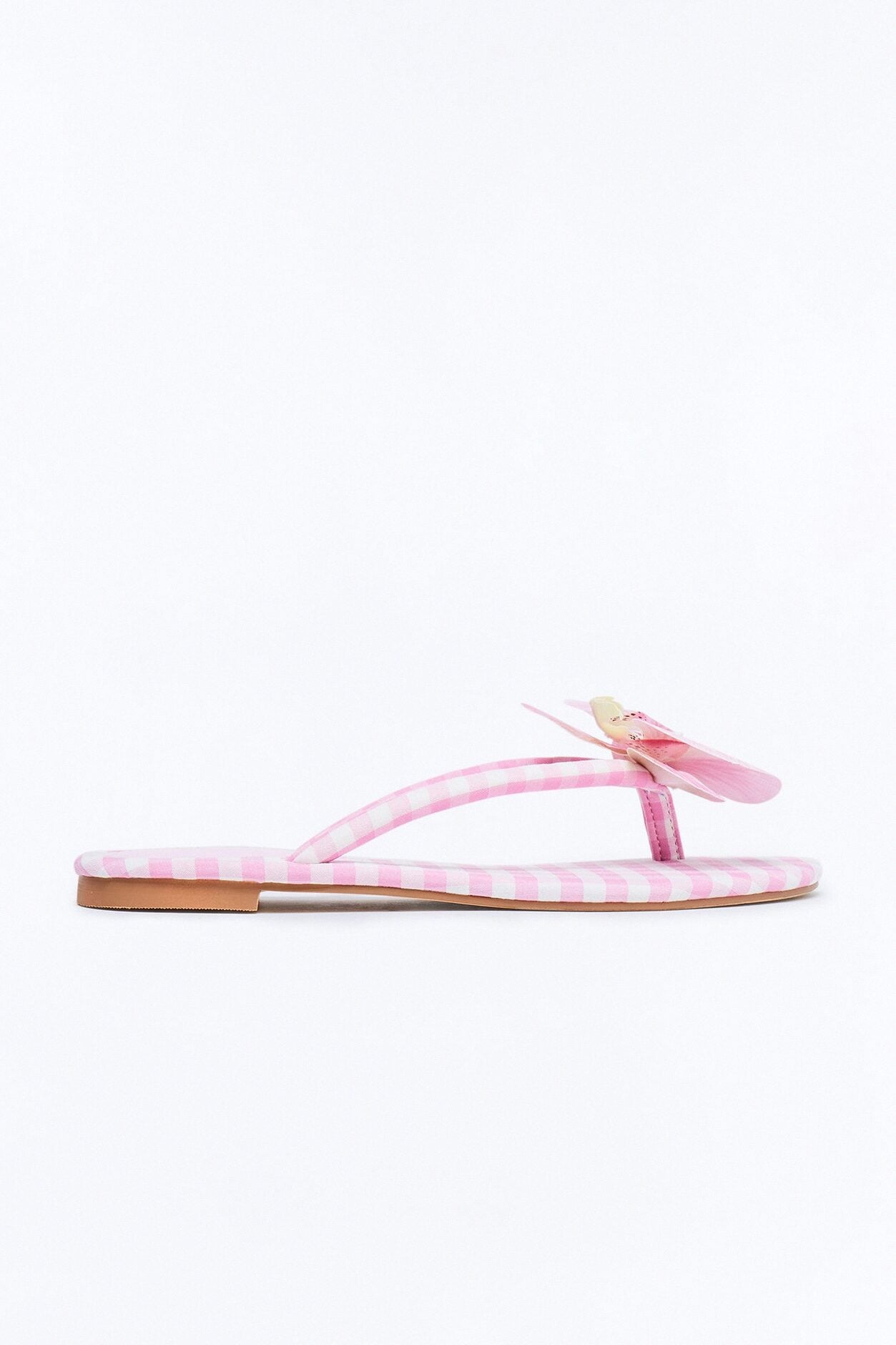 Ashbie Flower Gingham Flip Flops - Pink image 1