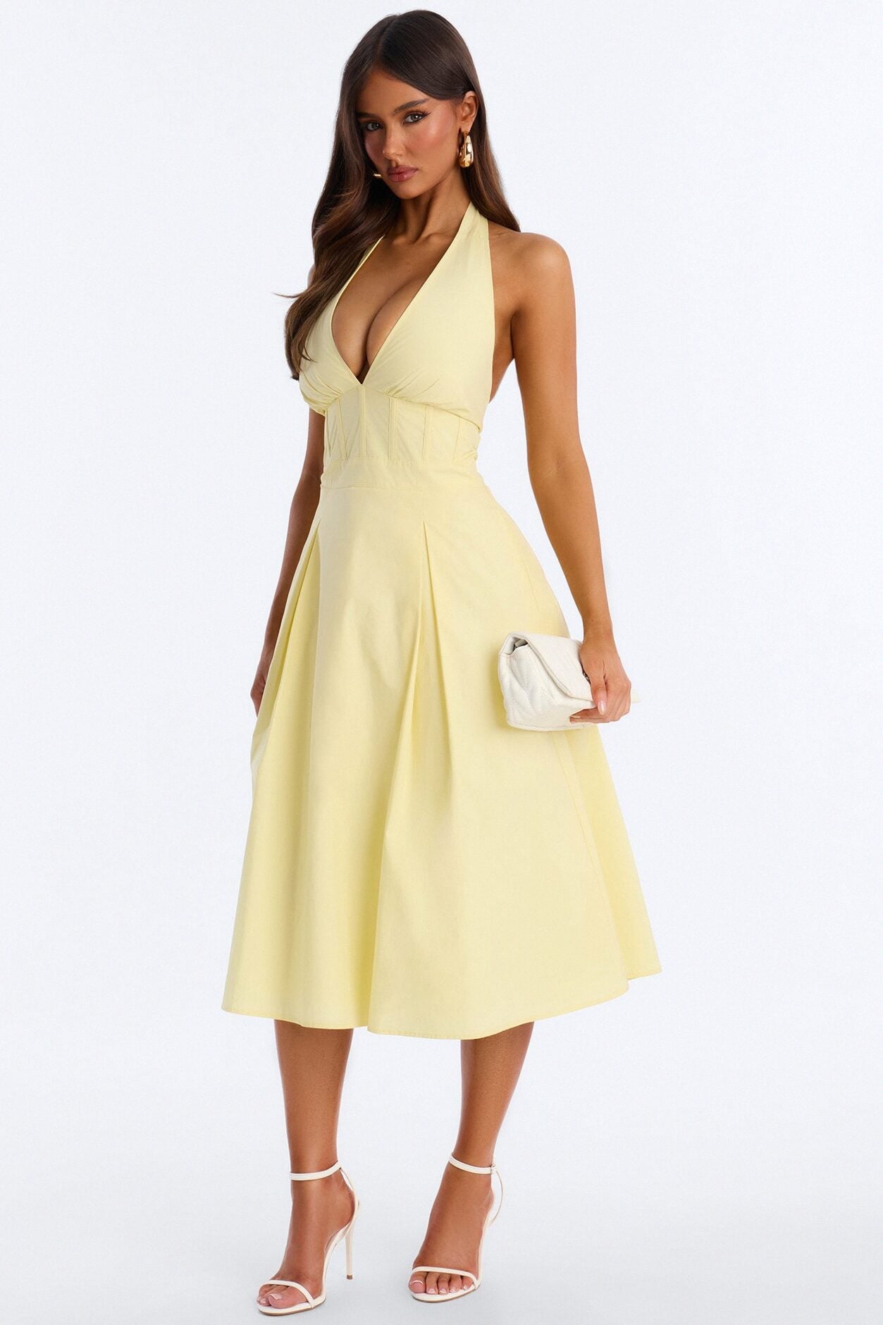 Aleah Halter Corset Midi Dress - Yellow image 1