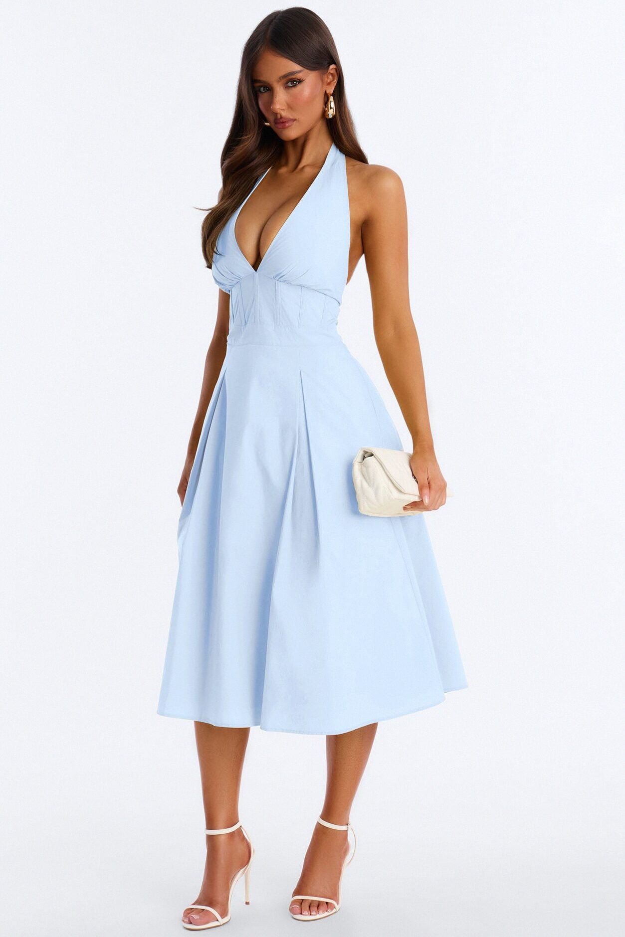 Aleah Halter Corset Midi Dress - SkyBlue image 1