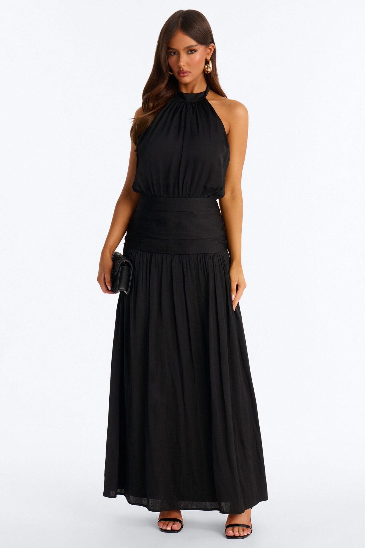 Blushing Beauty Backless Maxi Dress - Black image 1