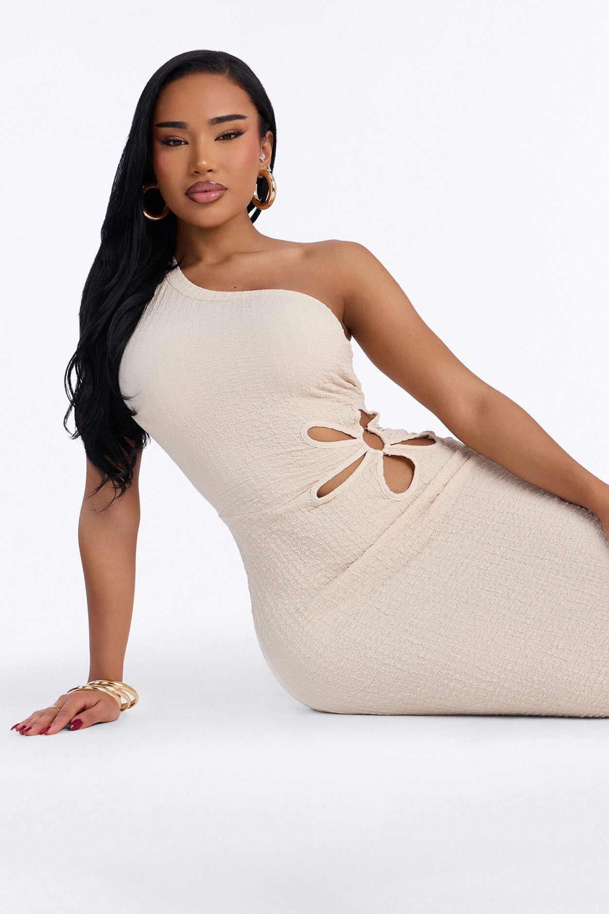 With The Girls Cut Out Maxi Dress - Cream image 1