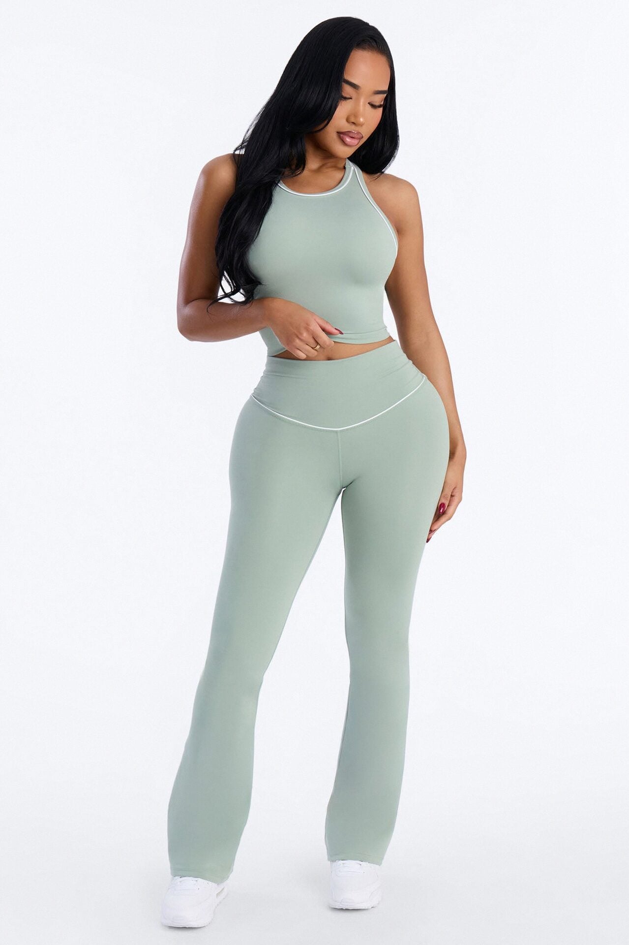 Mia Tricot Lounge Flare Pants - Olive image 1