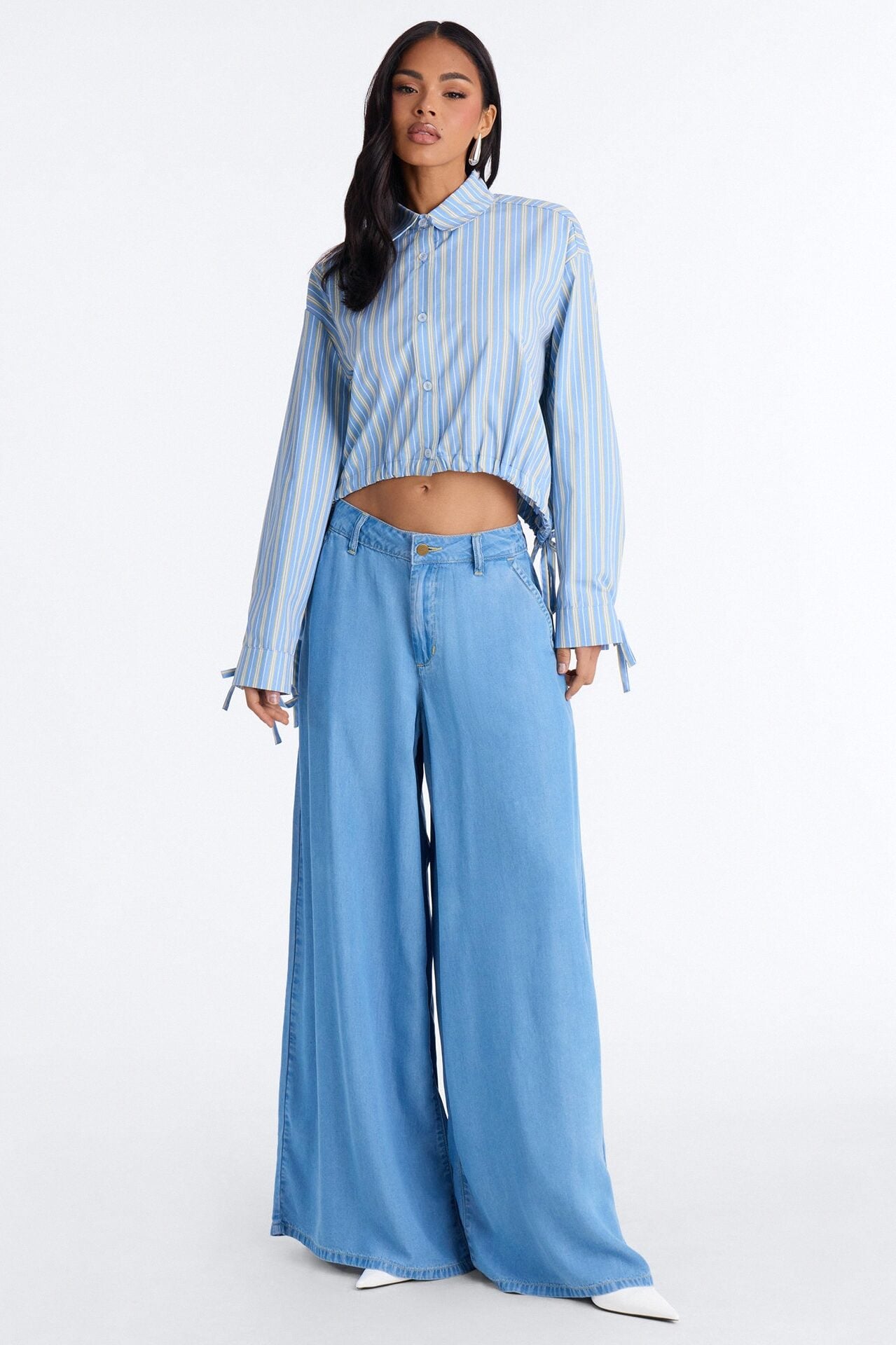 High Tempo Chambray Super Low Rise Pant 32″ - Light Wash image 1