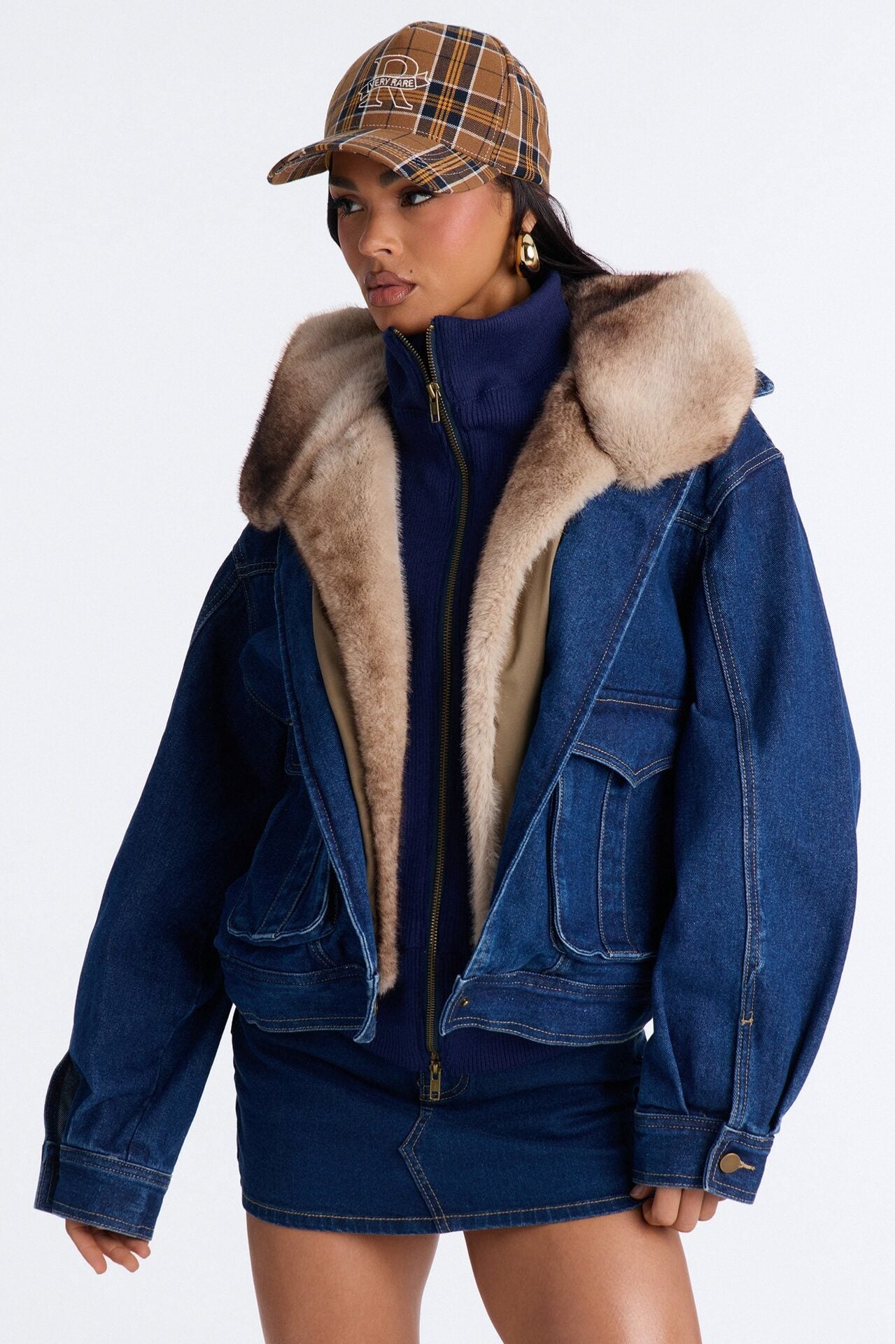 Aspen Baby Faux Fur Denim Jacket - Medium Wash image 1