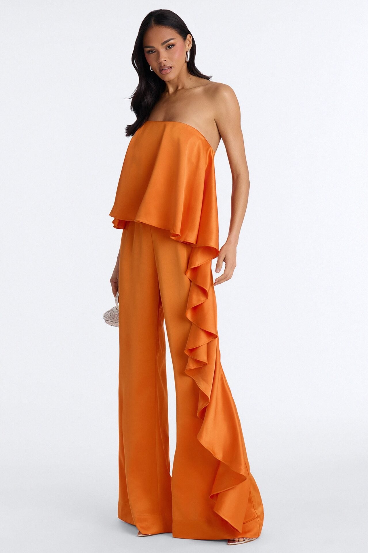 Sylva Draped Wide Leg Jumpsuit - Orange image 1