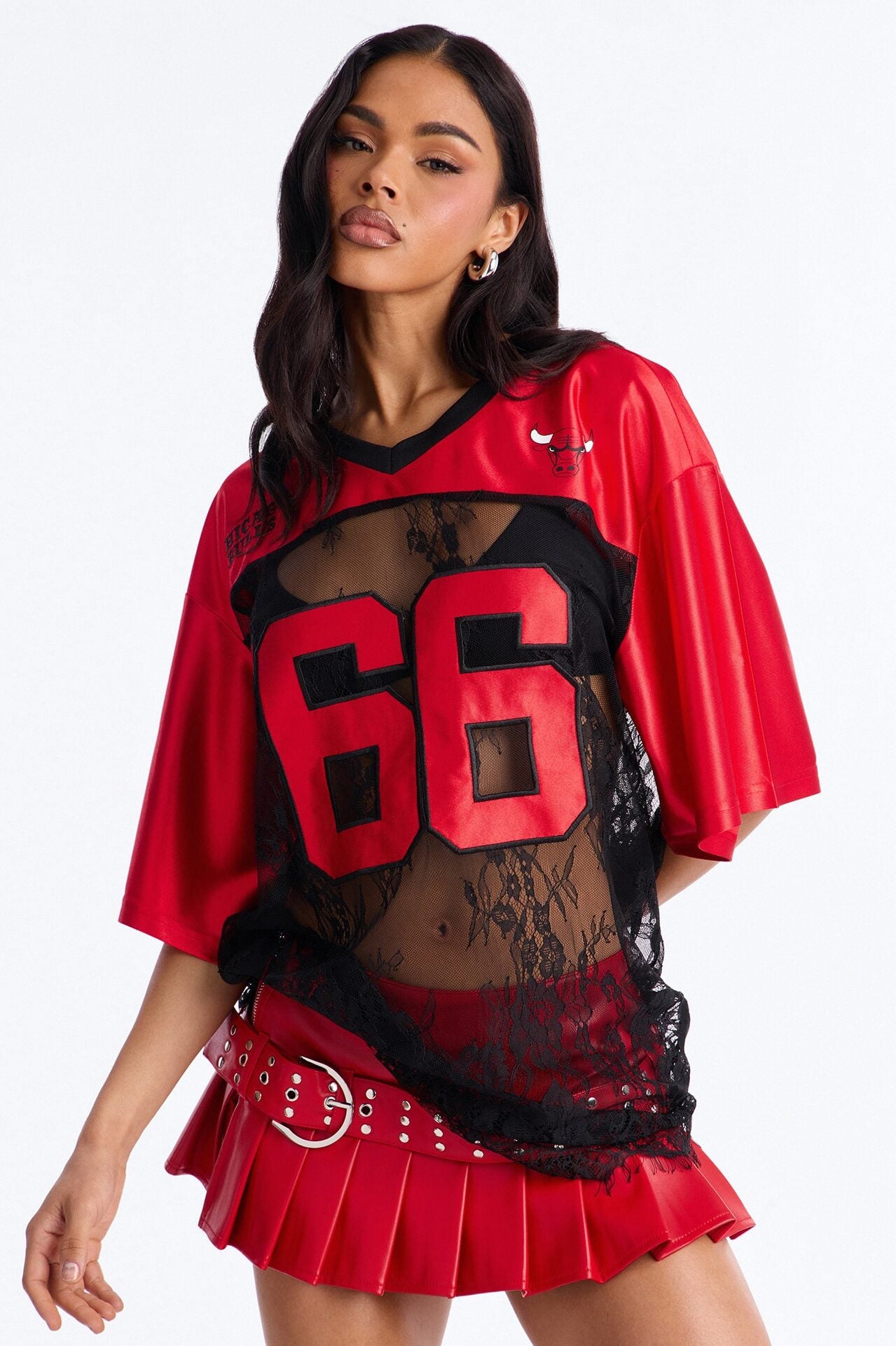 NBA Chicago Bulls Oversized Lace Top - Black image 1