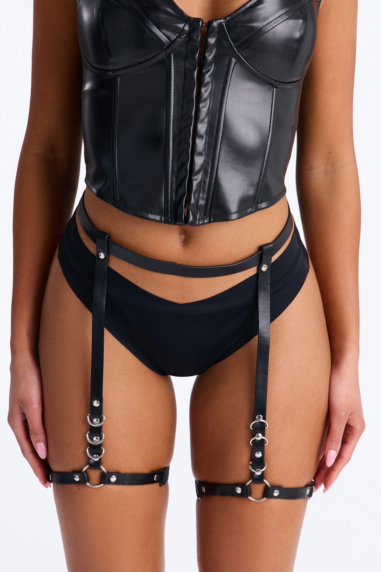 Night Vision O-Ring Leg Harness Belt - Black image 1