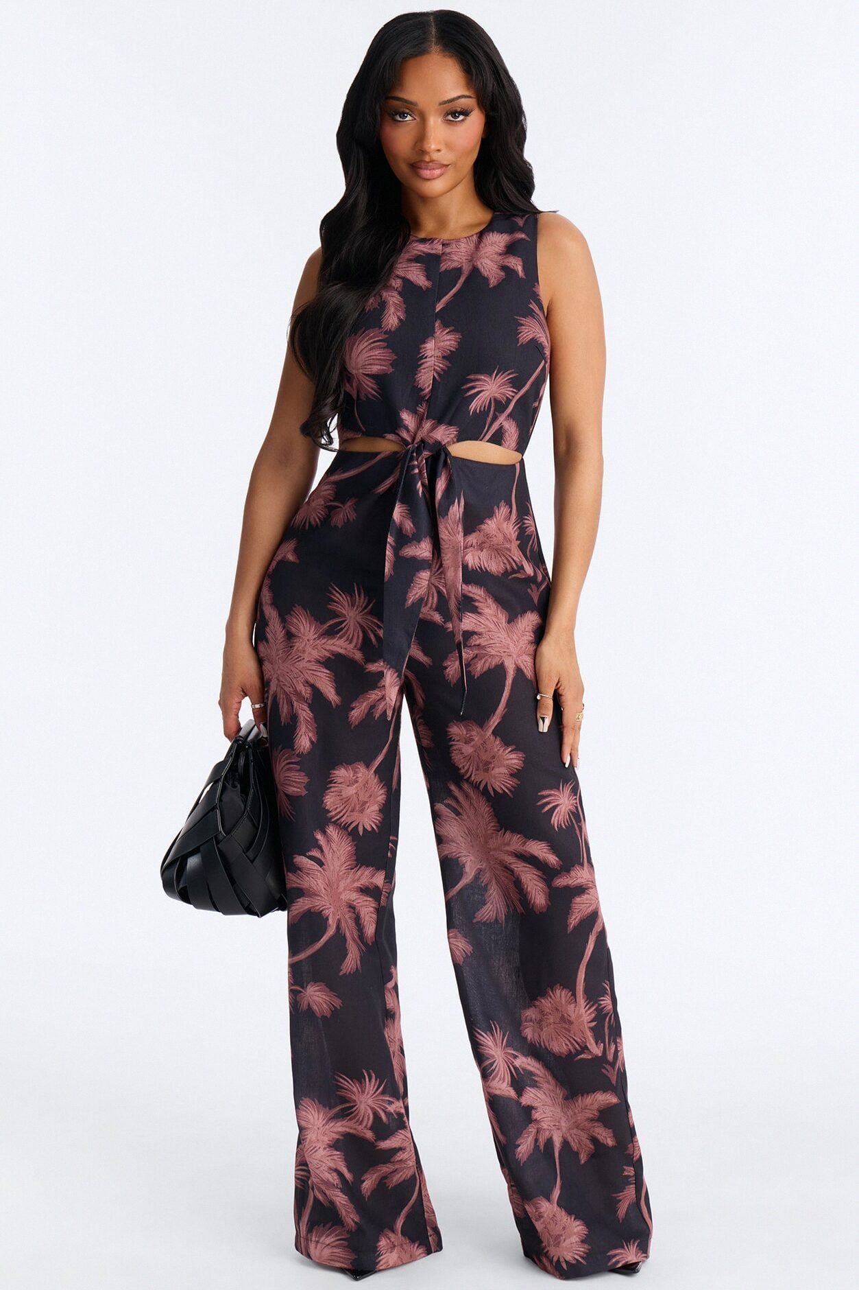 Off To Sunset Linen Jumpsuit - Black image 1