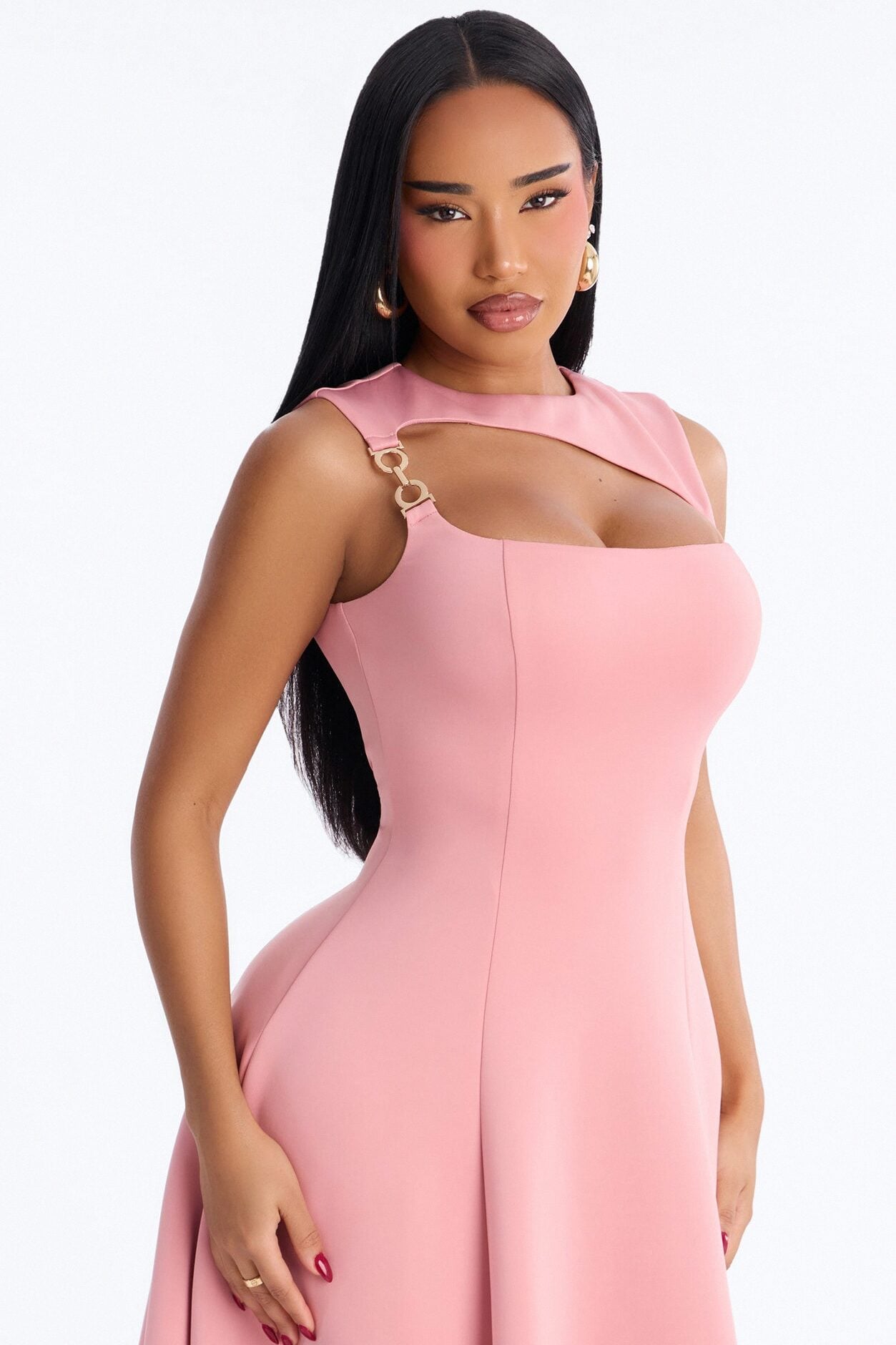 Mallie A Line Midi Dress - Mauve image 1