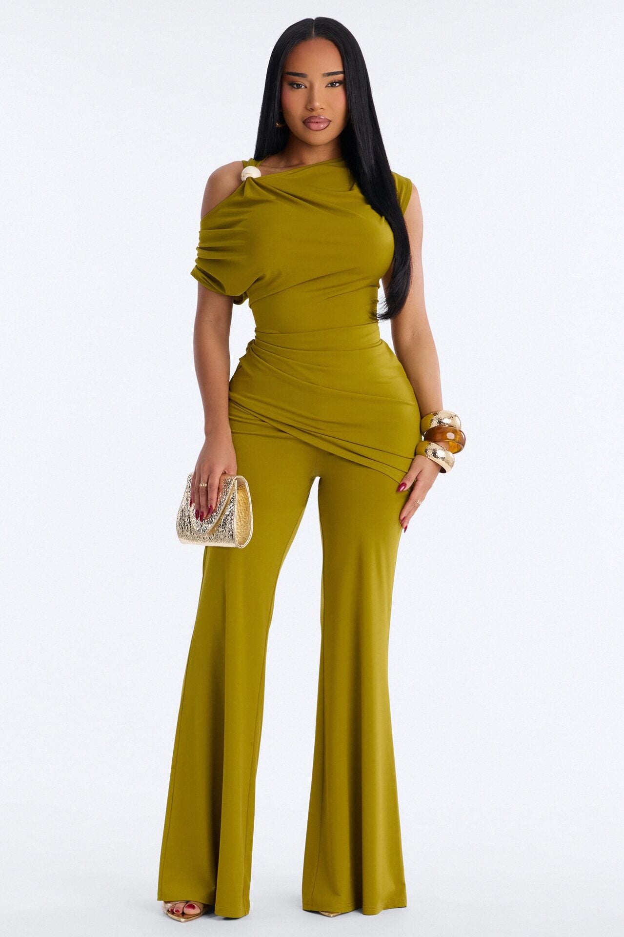 Victoria Asymmetrical Pant Set - Olive image 1