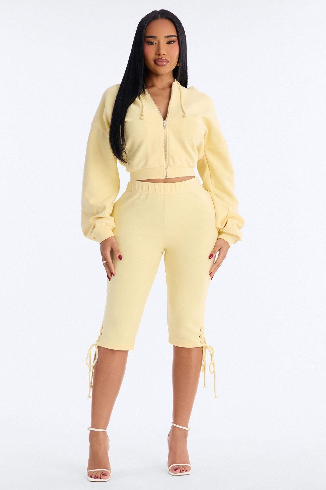 Casual Cutie Knit Capri Set - Yellow image 1