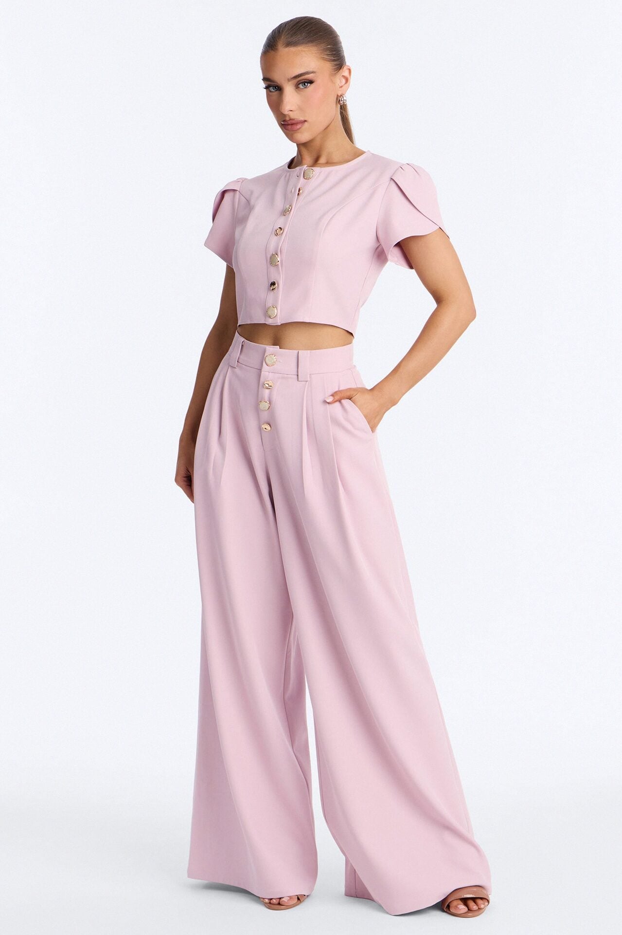 The Perfect Day Wide Leg Pant Set - Pink image 1