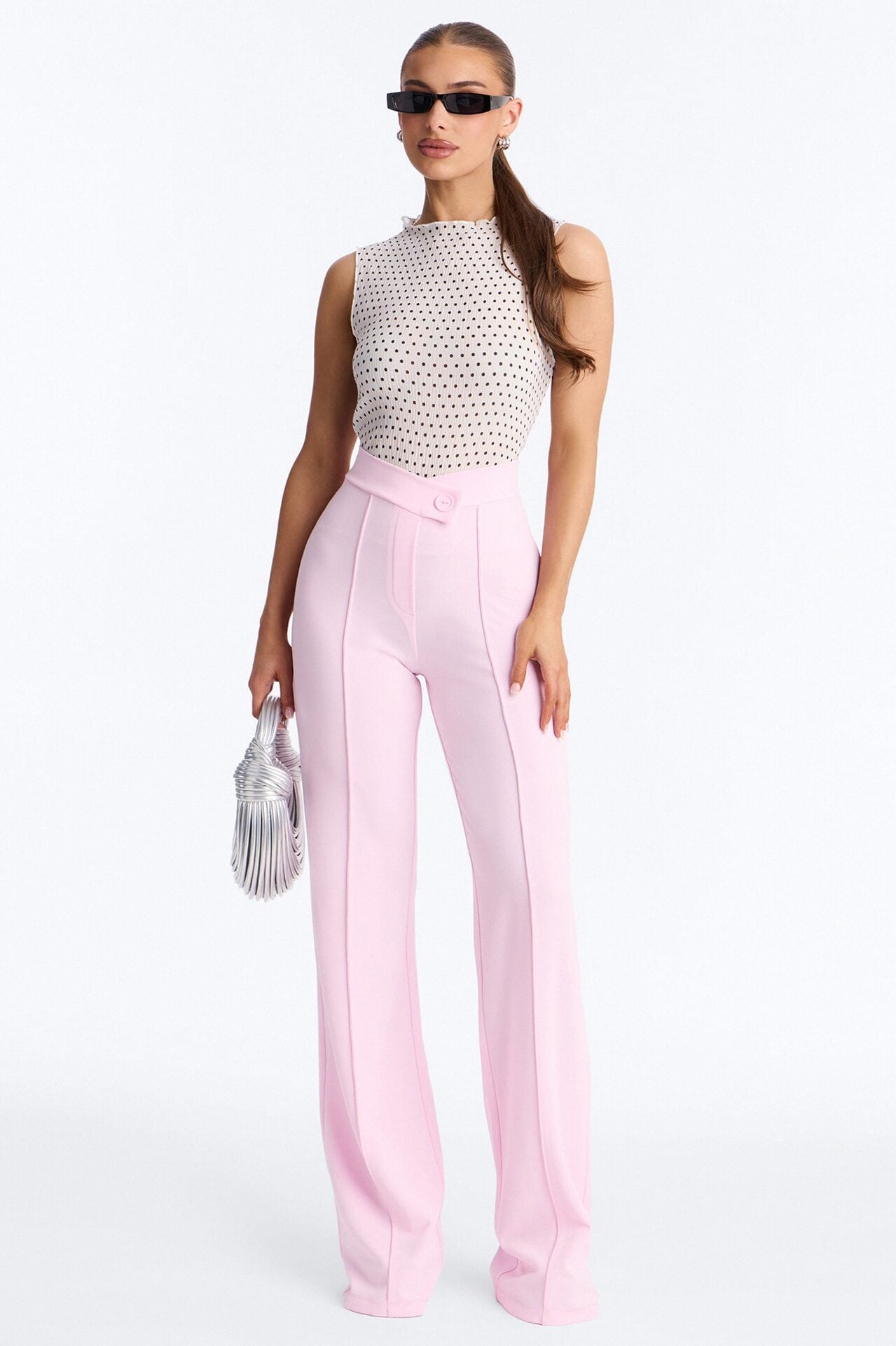 Tall Call It Even Wide Leg Dress Pants - Light Pink image 1