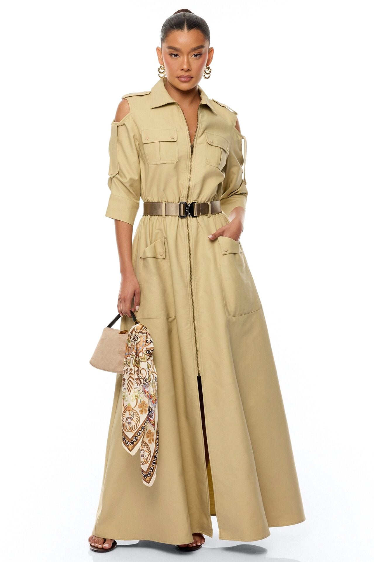 Morgan Cargo Maxi Dress - Taupe image 1