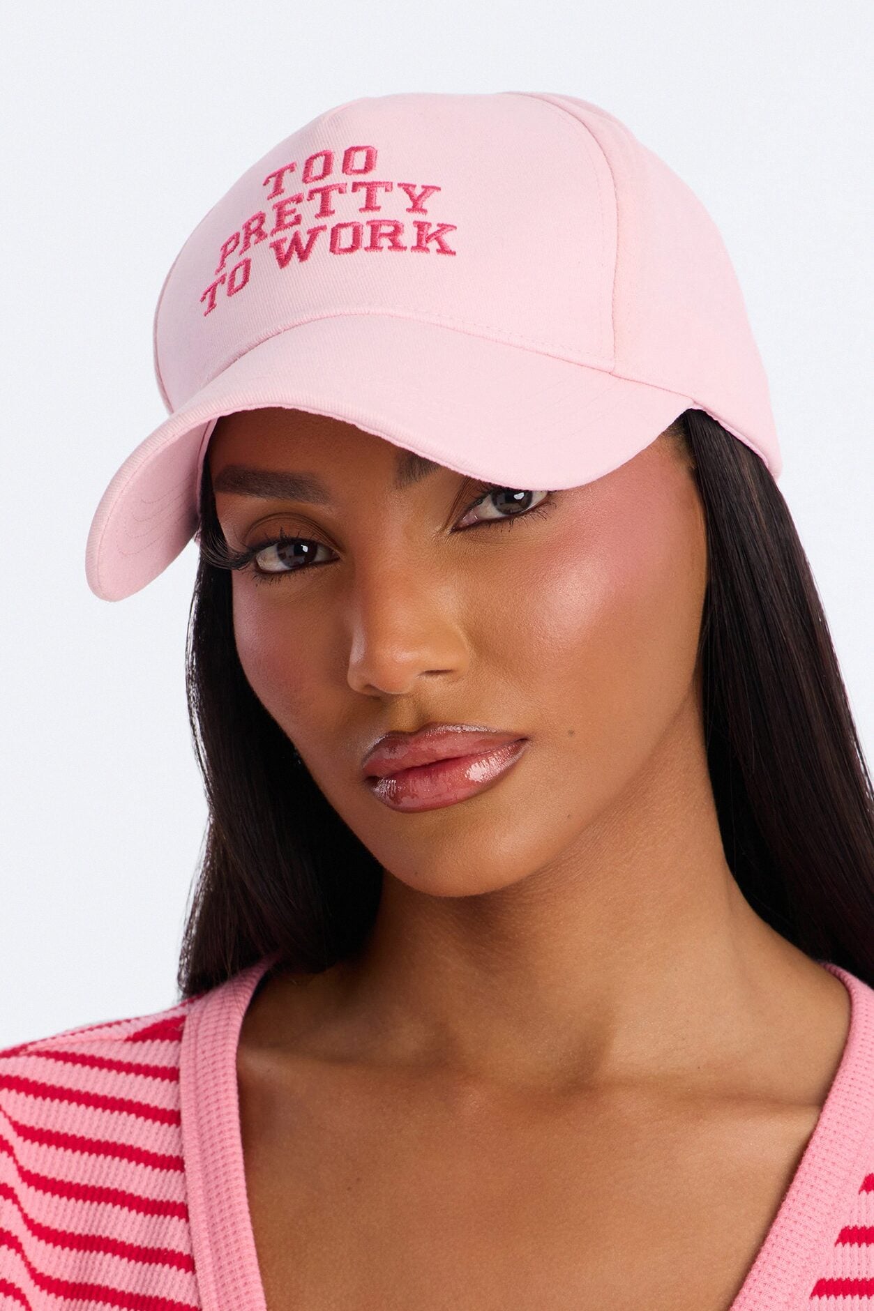 Too Pretty To Work Baseball Hat - Pink image 1