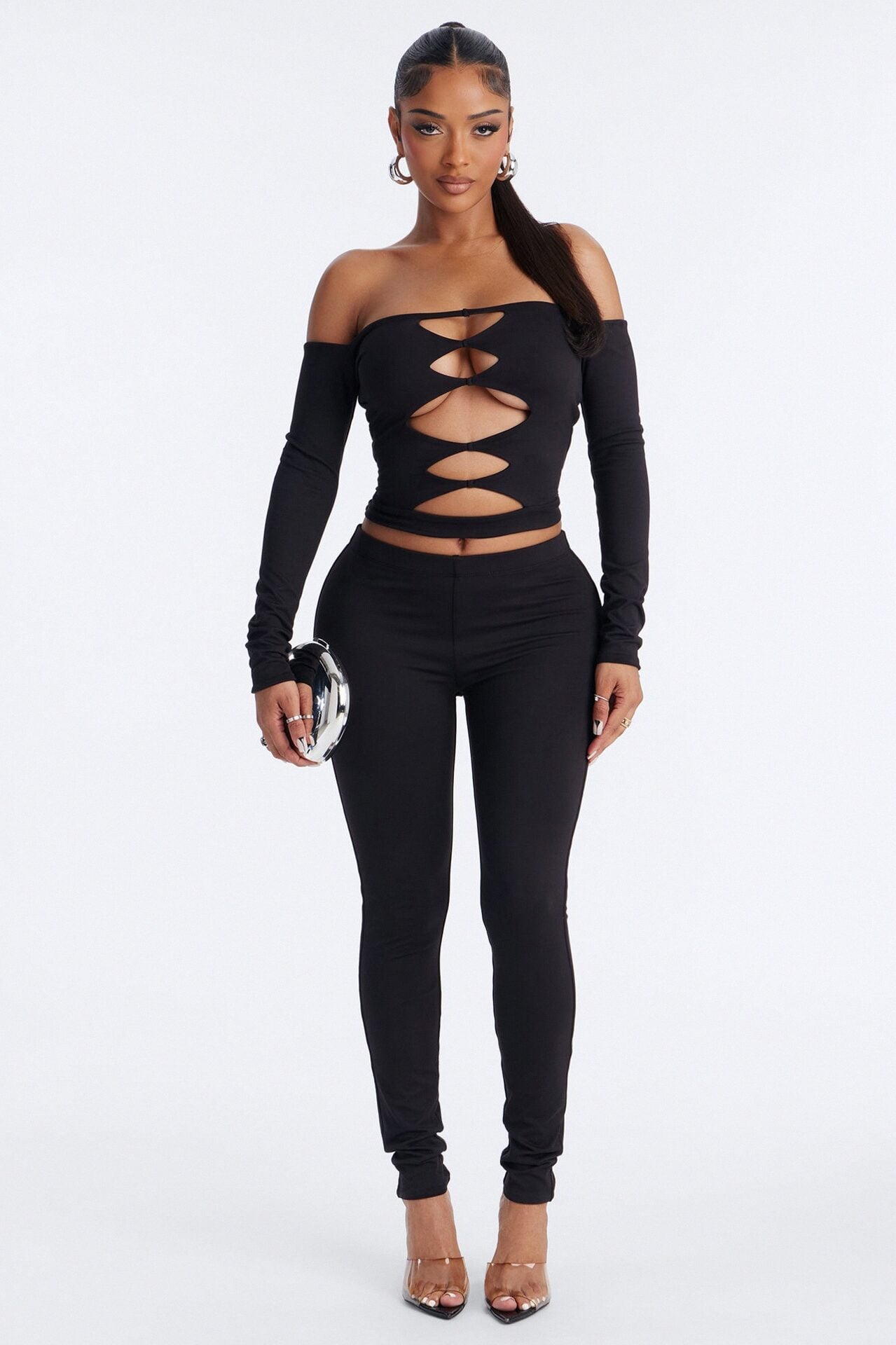 Bianca Matte Form Double Lined Pant Set - Black image 1