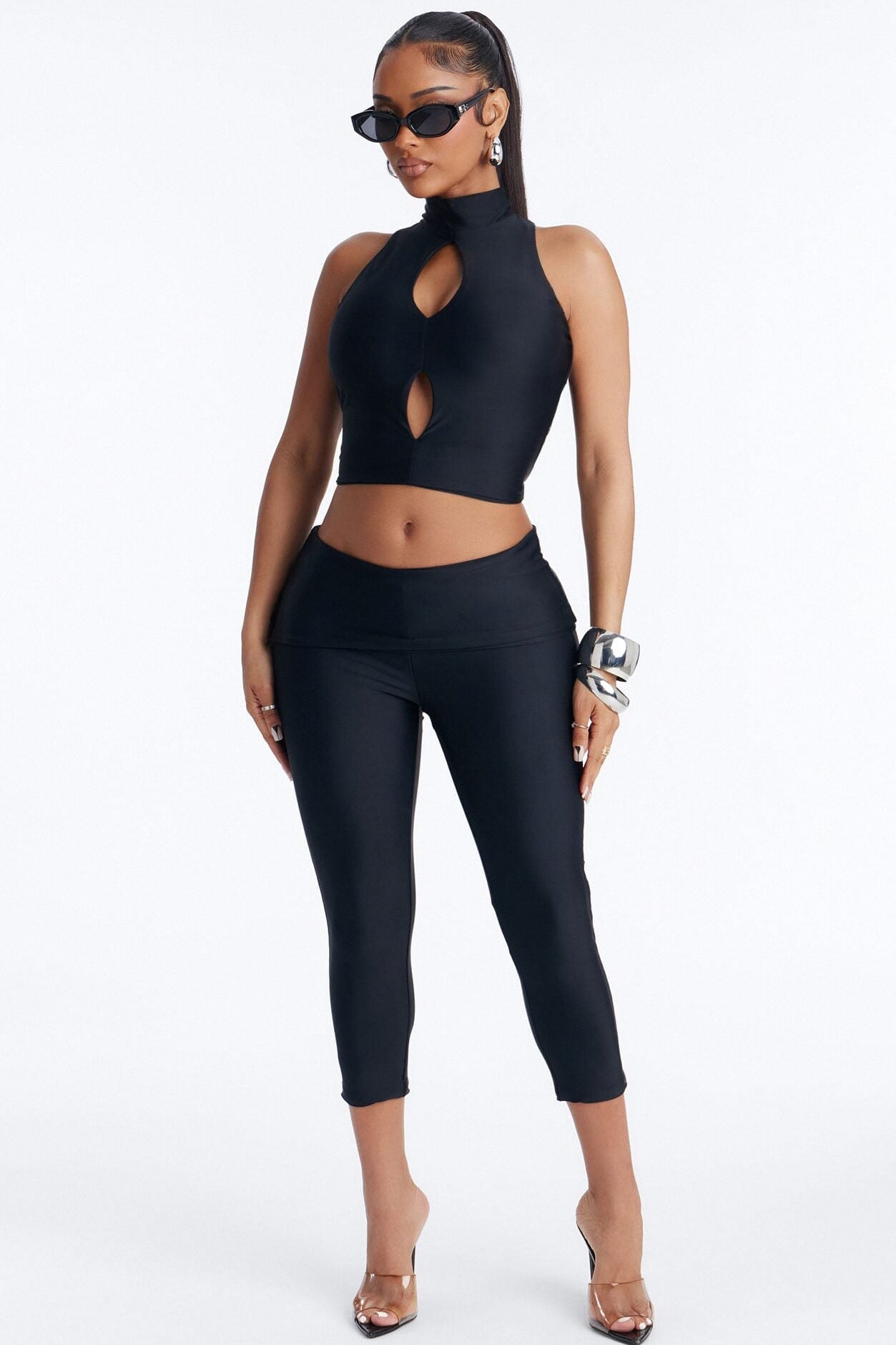 Roxy Form Double Lined Capri Pant Set - Black image 1