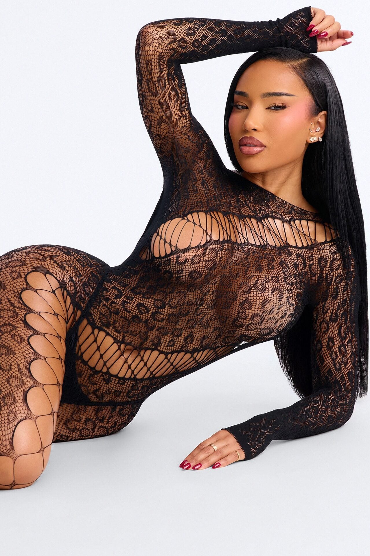 Lexie Leopard Fishnet Jumpsuit Bodystocking - Black image 1