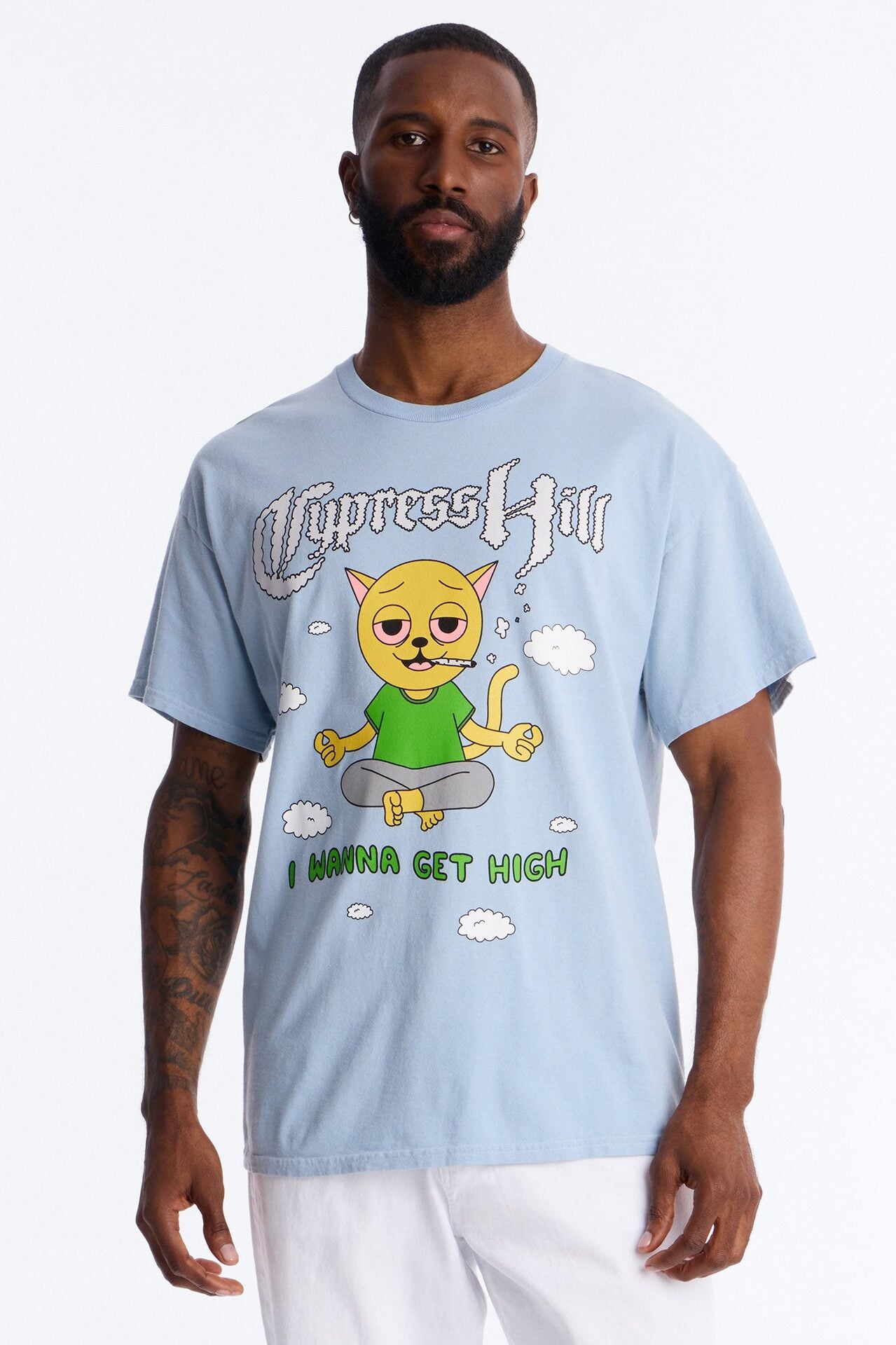 Cypress Hill I Wanna Get High Boxy Short Sleeve Tee - Light Blue image 1