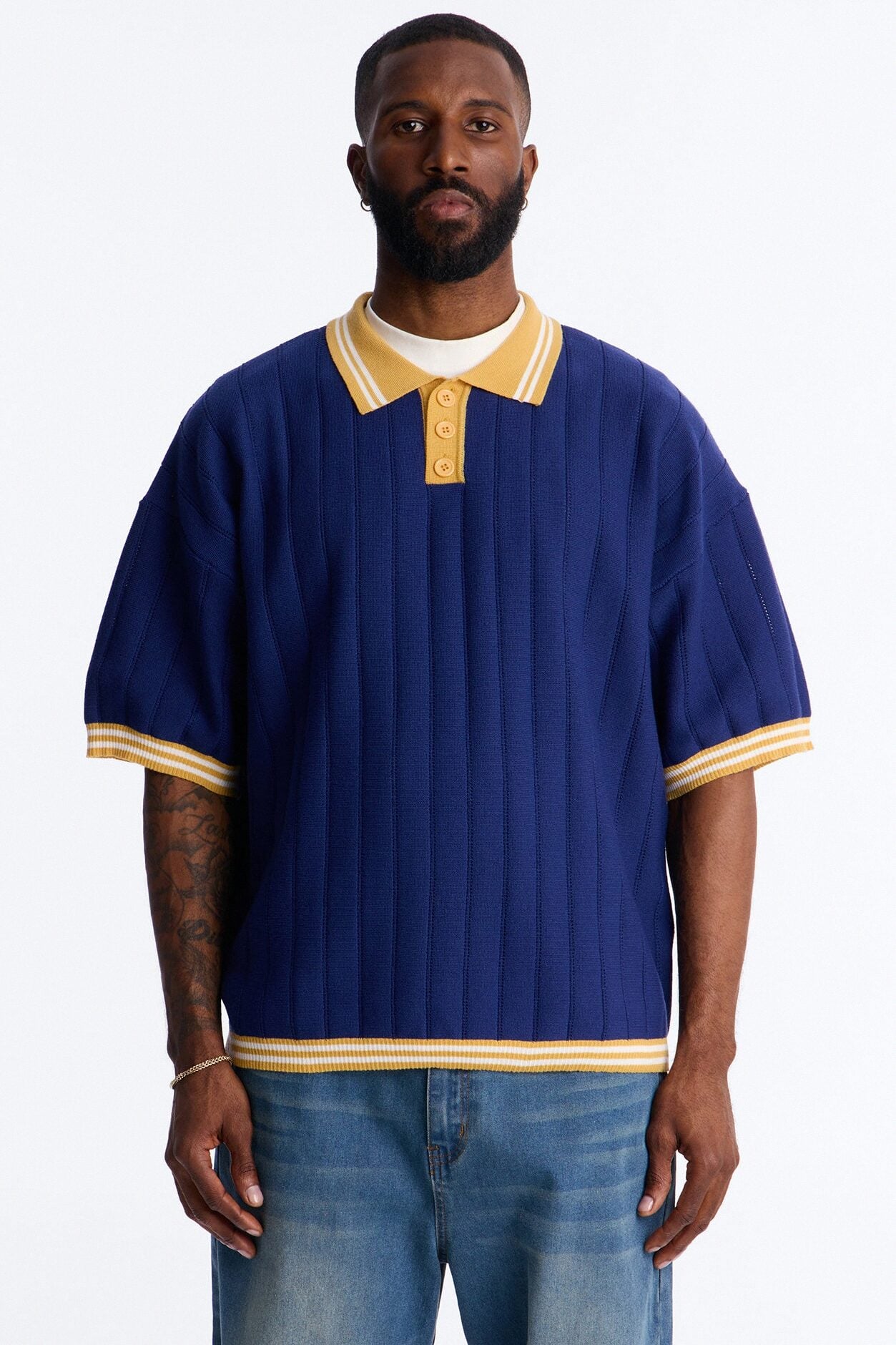 Singleton Short Sleeve Knit Polo - Navy image 1