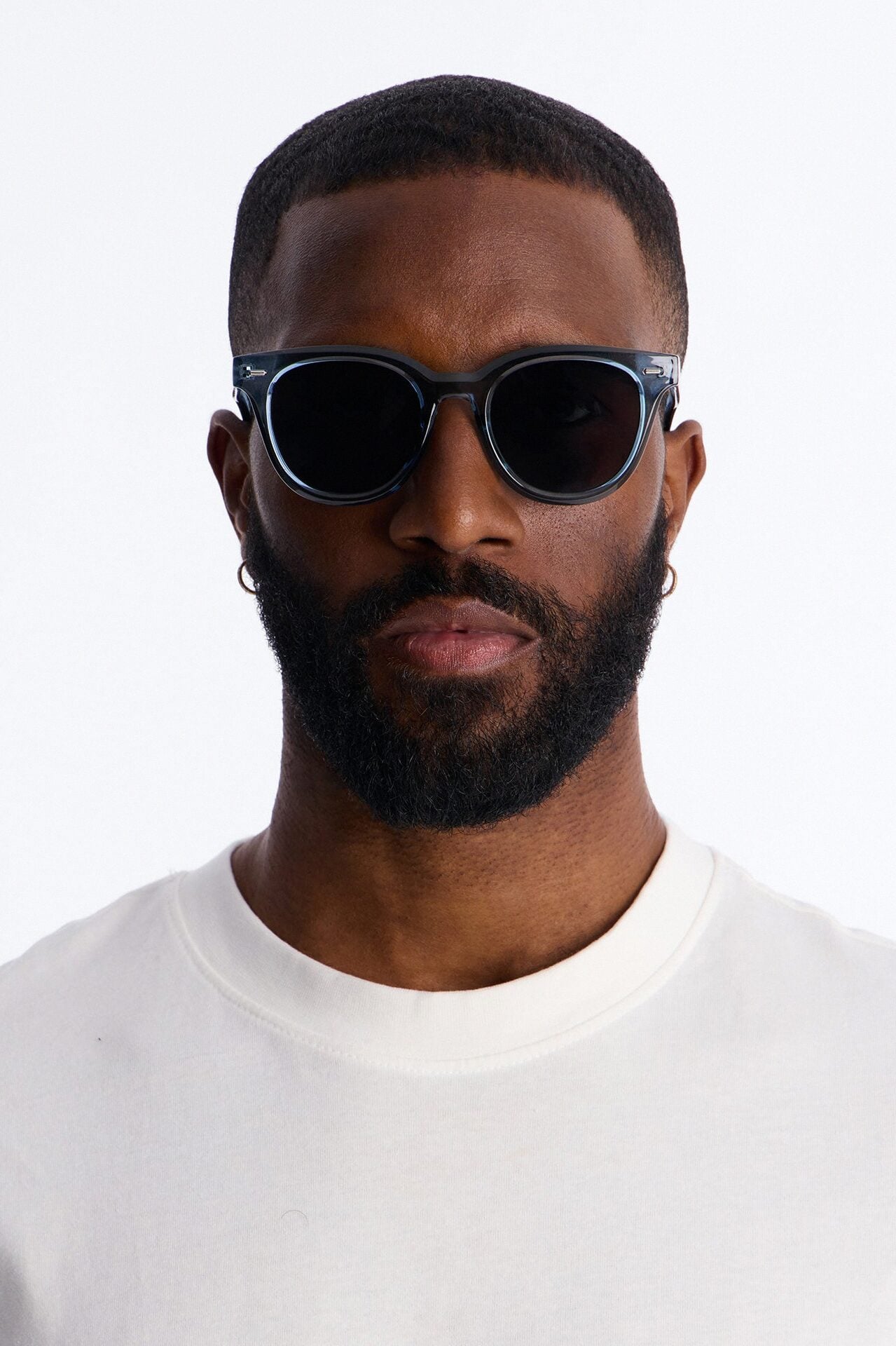Statement Rounded Wayfarer Sunglasses - Blue image 1