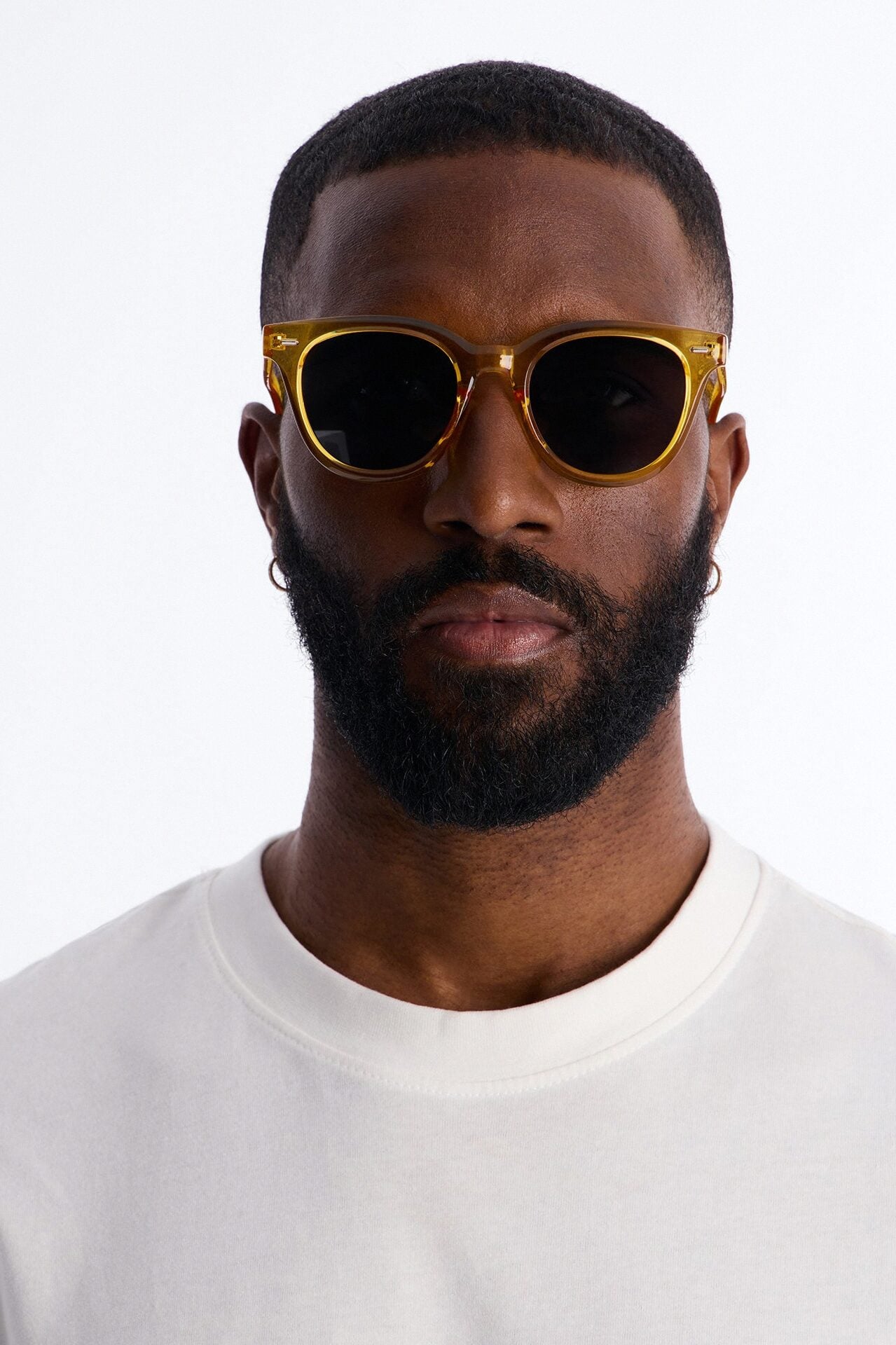 Statement Rounded Wayfarer Sunglasses - Yellow image 1