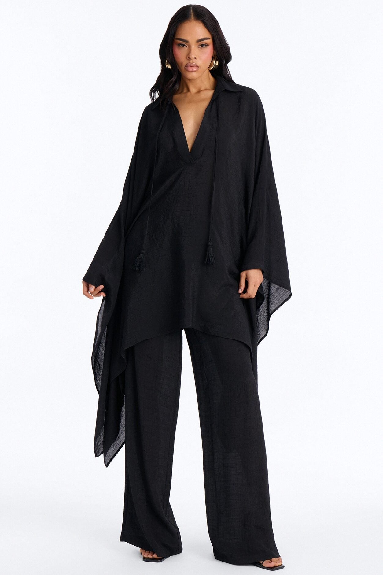 Addison Linen Pant Set - Black image 1
